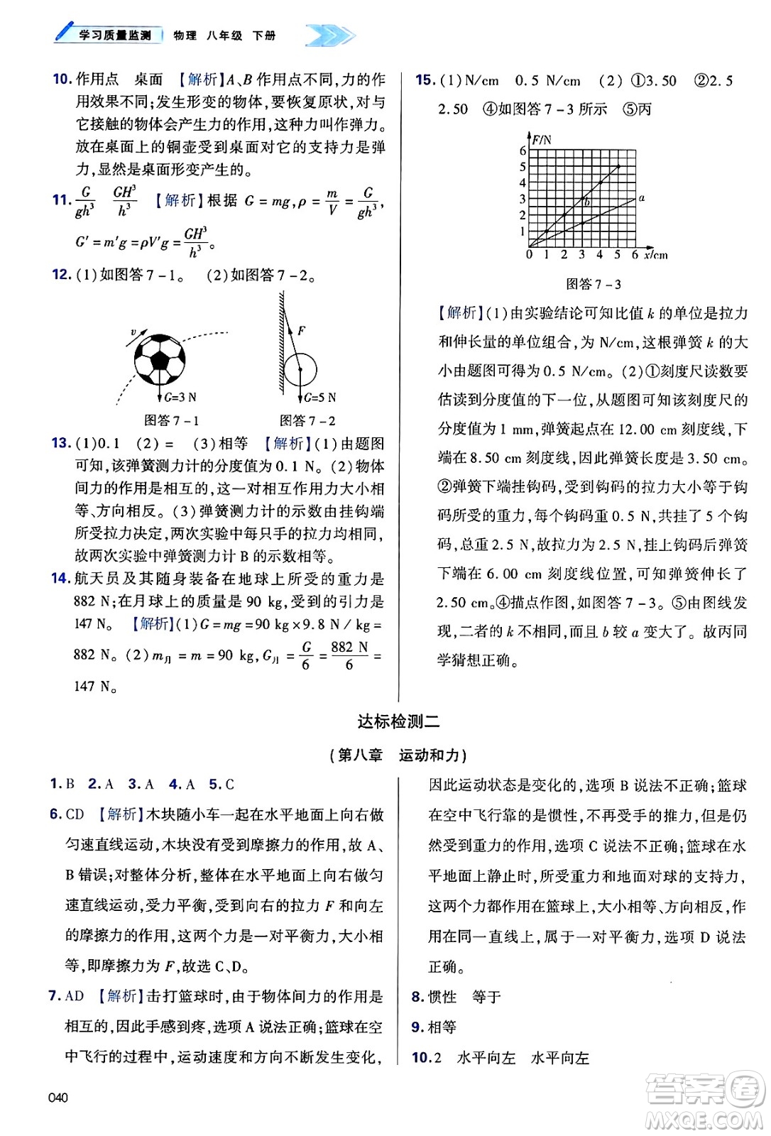 天津教育出版社2025年春學(xué)習(xí)質(zhì)量監(jiān)測(cè)八年級(jí)物理下冊(cè)人教版答案