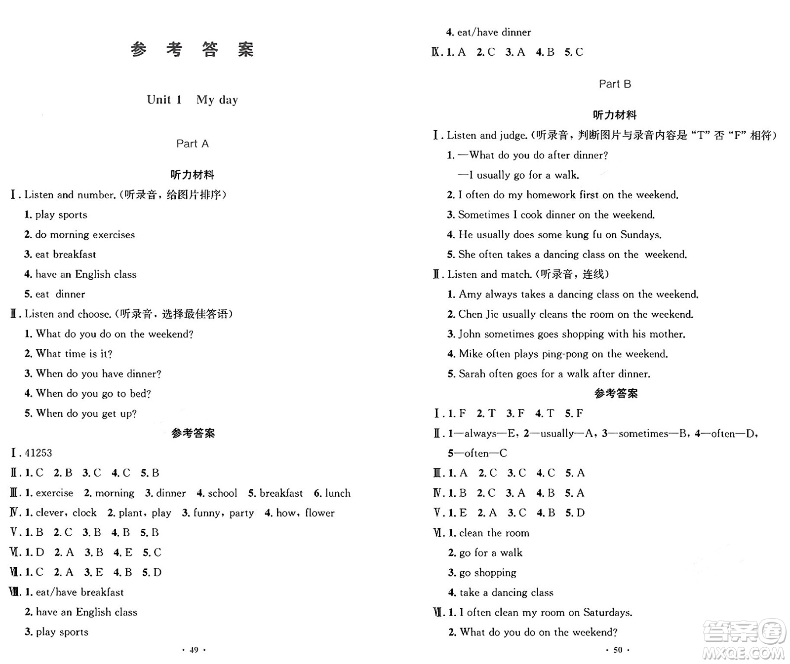 人民教育出版社2025年春小學(xué)同步測控優(yōu)化設(shè)計(jì)五年級(jí)英語下冊人教PEP版增強(qiáng)版三起點(diǎn)答案