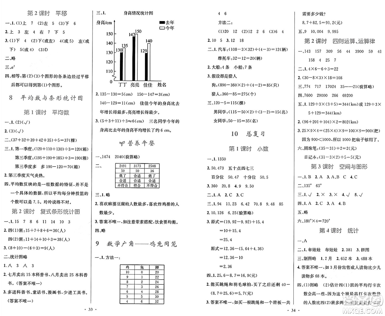 人民教育出版社2025年春小學(xué)同步測(cè)控優(yōu)化設(shè)計(jì)四年級(jí)數(shù)學(xué)下冊(cè)人教版答案