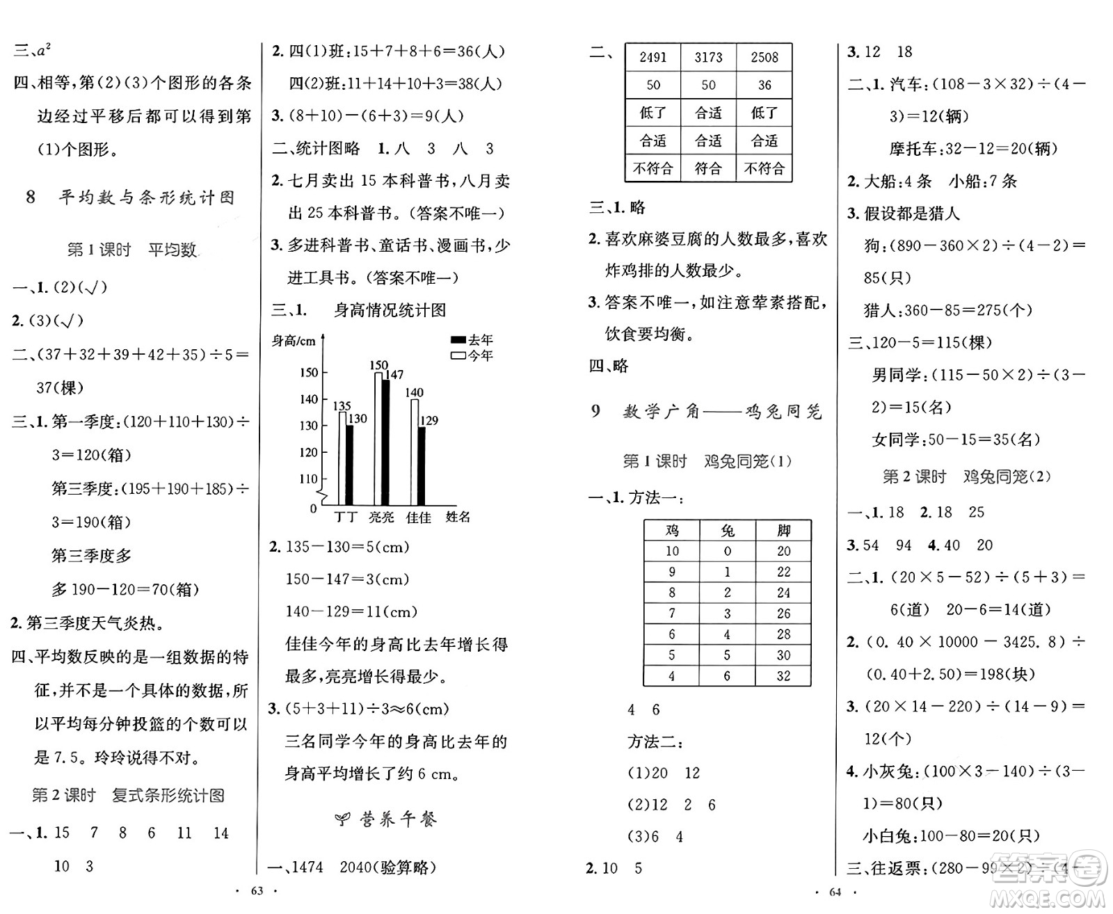 人民教育出版社2025年春小學(xué)同步測控優(yōu)化設(shè)計四年級數(shù)學(xué)下冊人教版增強版答案