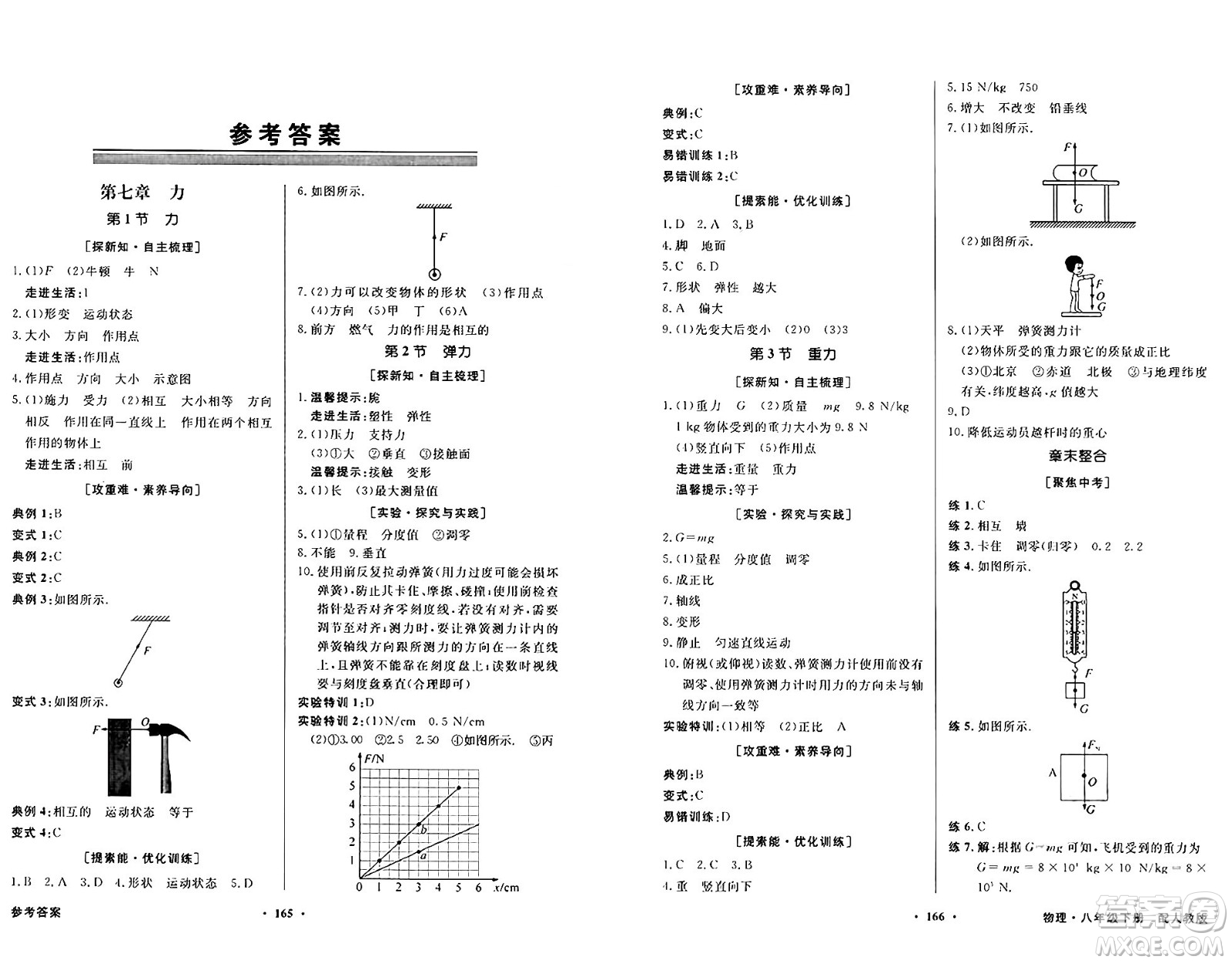 人民教育出版社2025年春百年學典同步導學與優(yōu)化訓練八年級物理下冊人教版答案