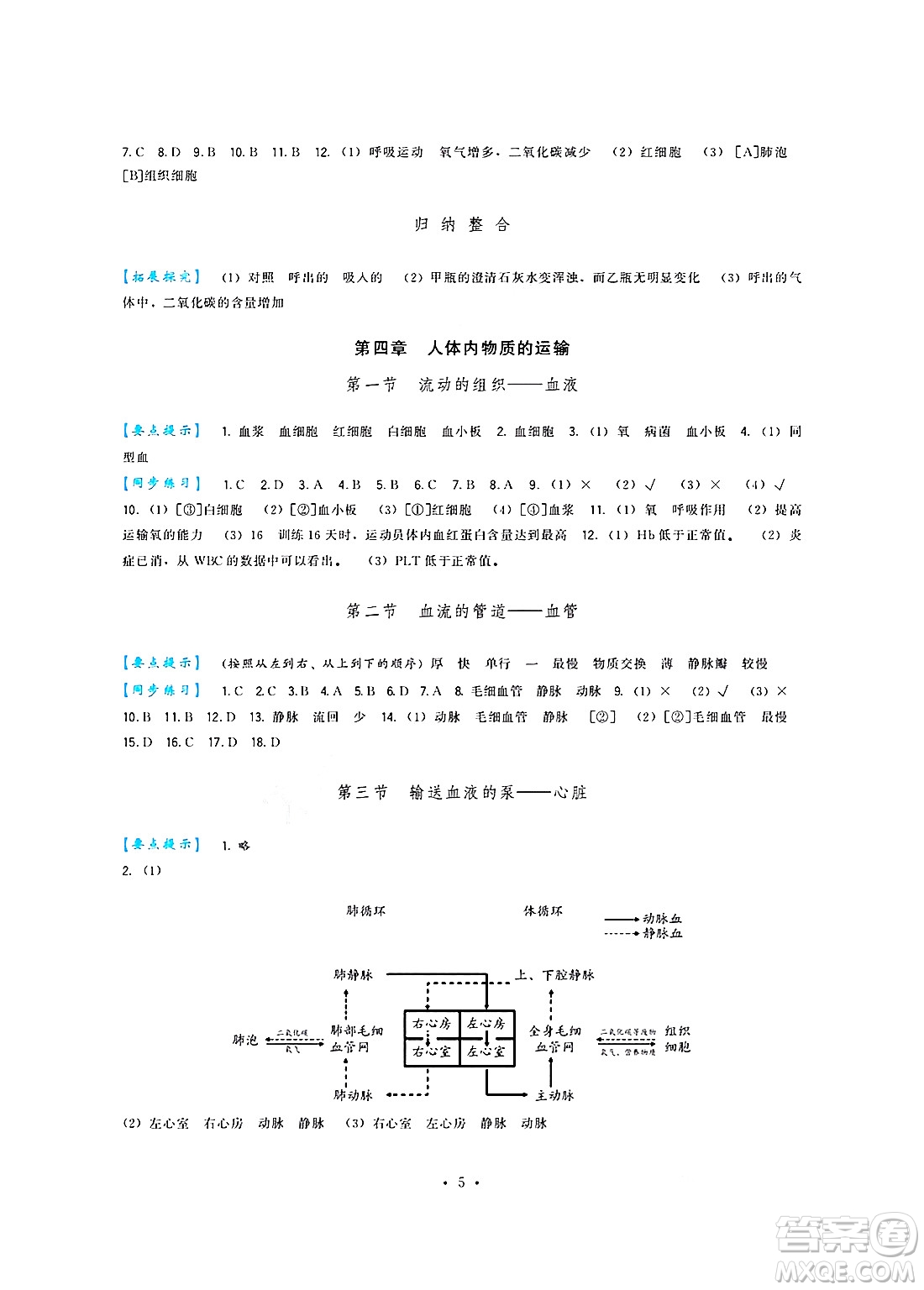 福建人民出版社2025年春頂尖課課練七年級(jí)生物下冊(cè)人教版答案