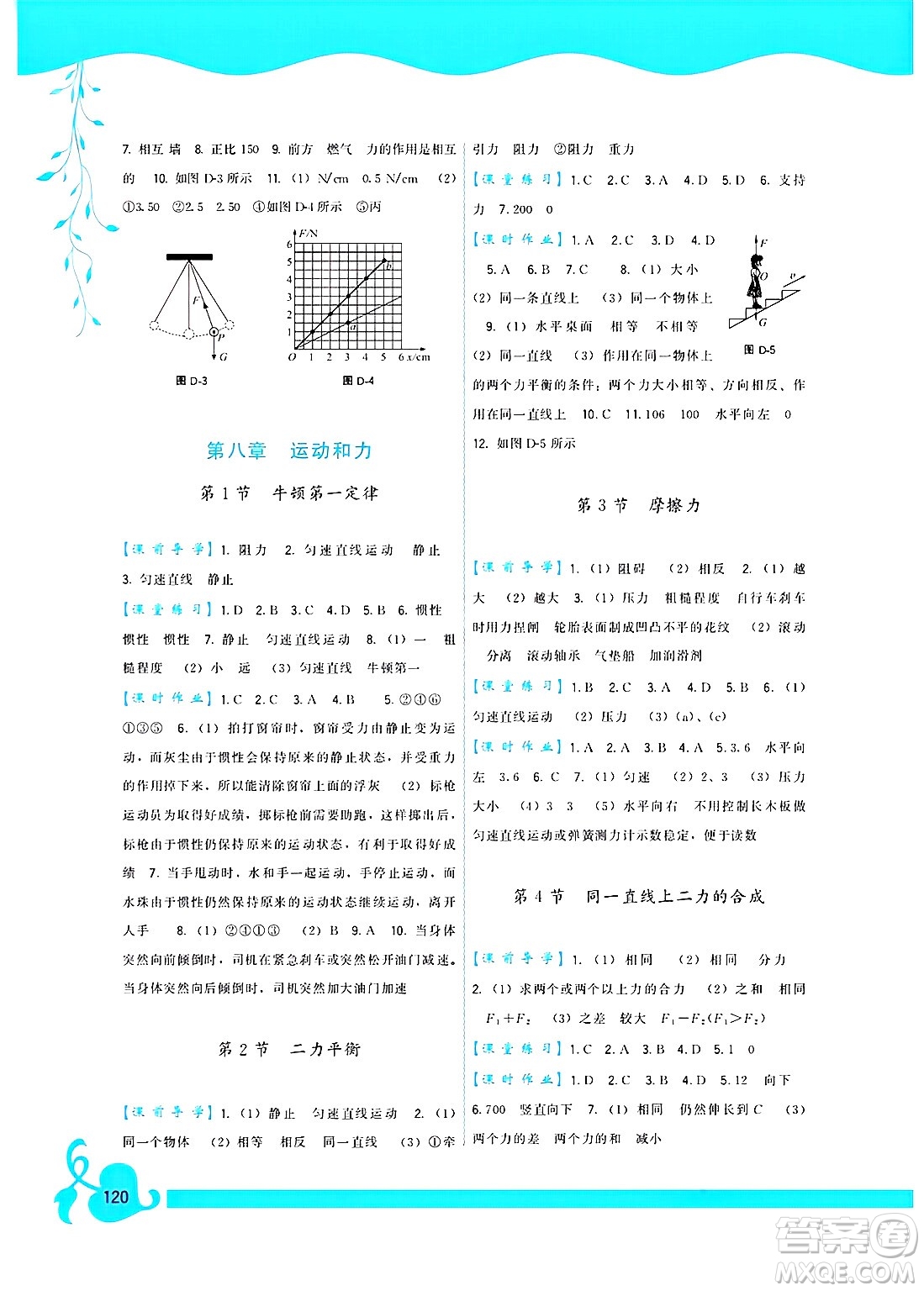 福建人民出版社2025年春頂尖課課練八年級物理下冊人教版答案