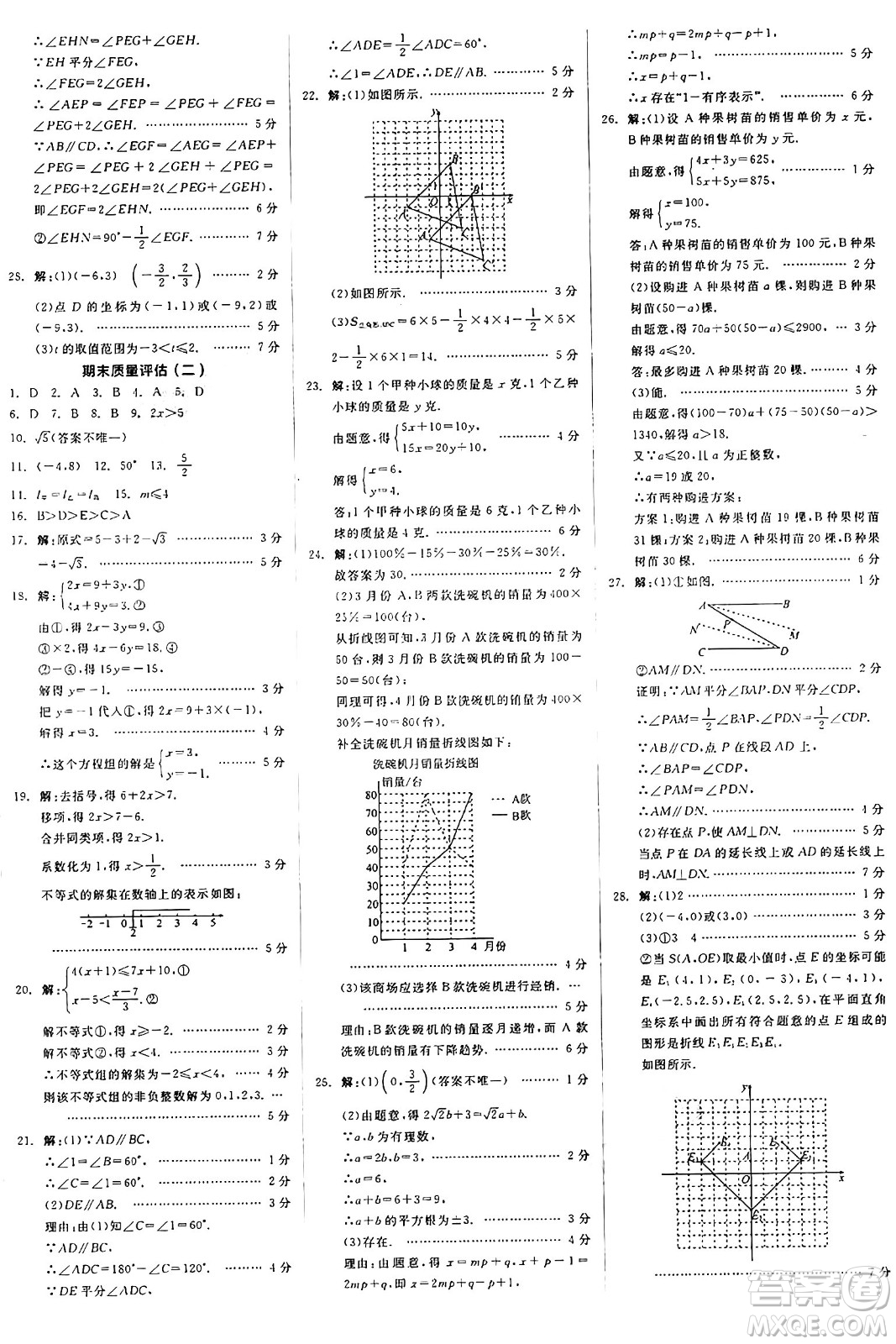 天津人民出版社2025年春全品作業(yè)本七年級數(shù)學(xué)下冊人教版北京專版答案