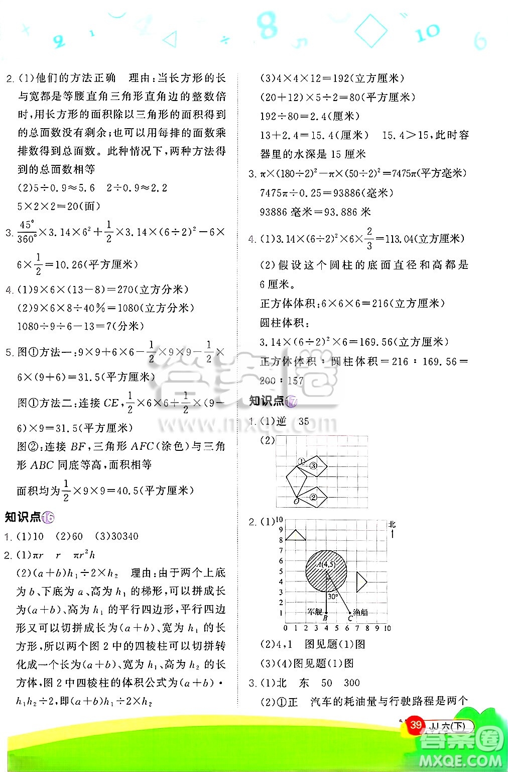江西教育出版社2025年春陽光同學(xué)計算小達(dá)人六年級數(shù)學(xué)下冊冀教版答案