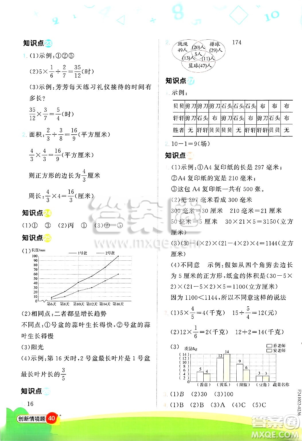 江西教育出版社2025年春陽(yáng)光同學(xué)計(jì)算小達(dá)人五年級(jí)數(shù)學(xué)下冊(cè)冀教版答案