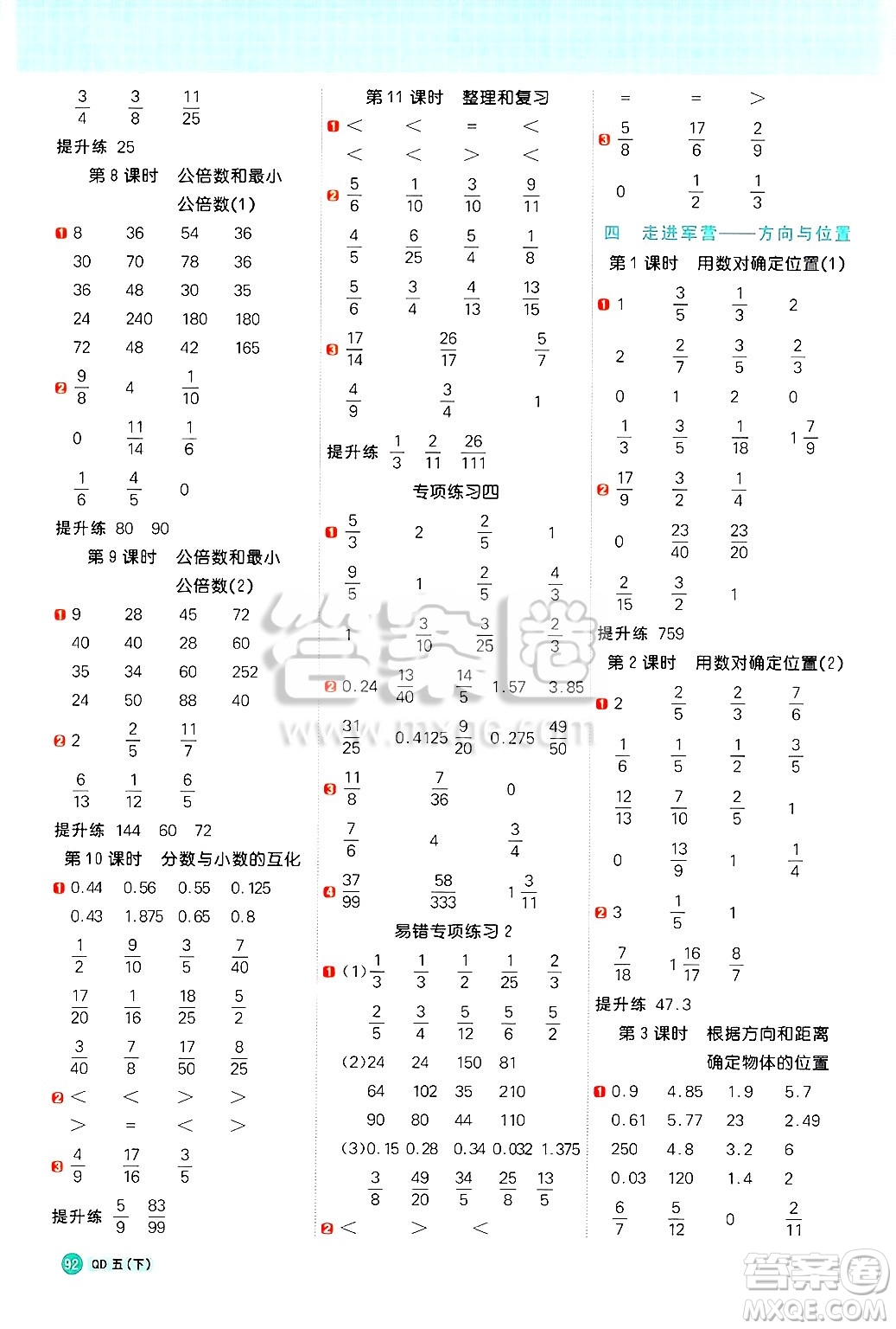 江西教育出版社2025年春陽光同學(xué)計(jì)算小達(dá)人五年級數(shù)學(xué)下冊青島版答案