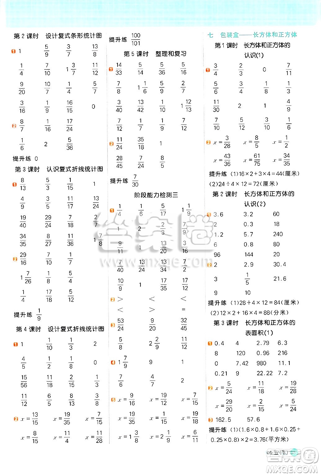 江西教育出版社2025年春陽光同學(xué)計(jì)算小達(dá)人五年級數(shù)學(xué)下冊青島版答案