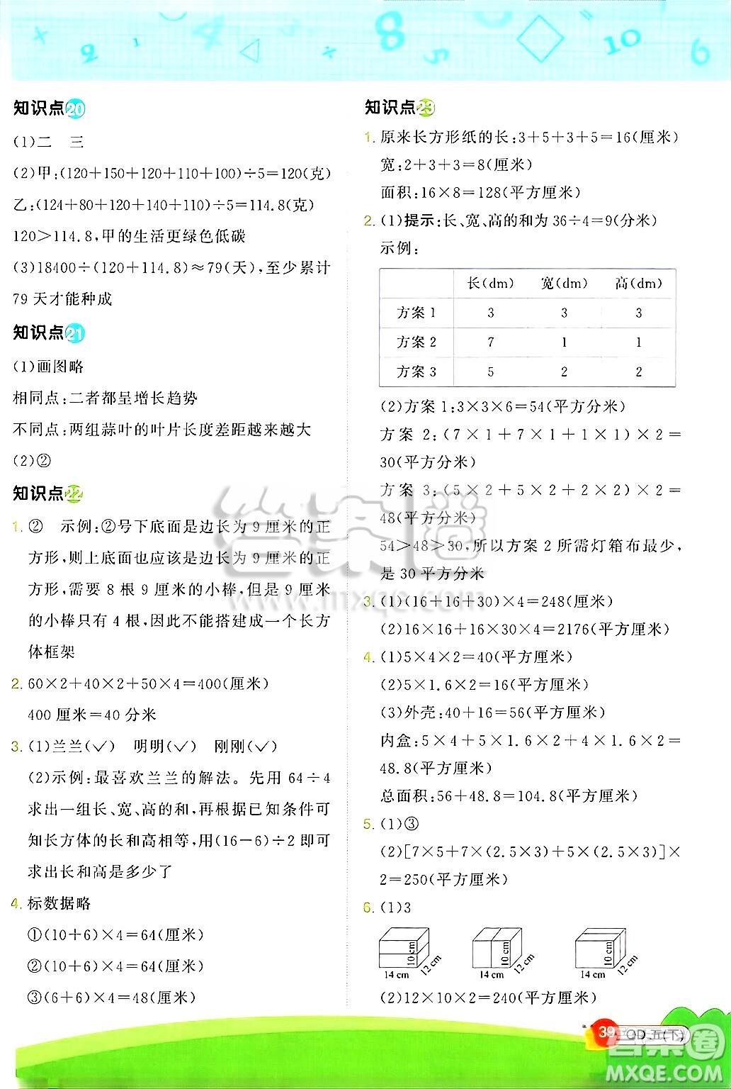 江西教育出版社2025年春陽光同學(xué)計(jì)算小達(dá)人五年級數(shù)學(xué)下冊青島版答案