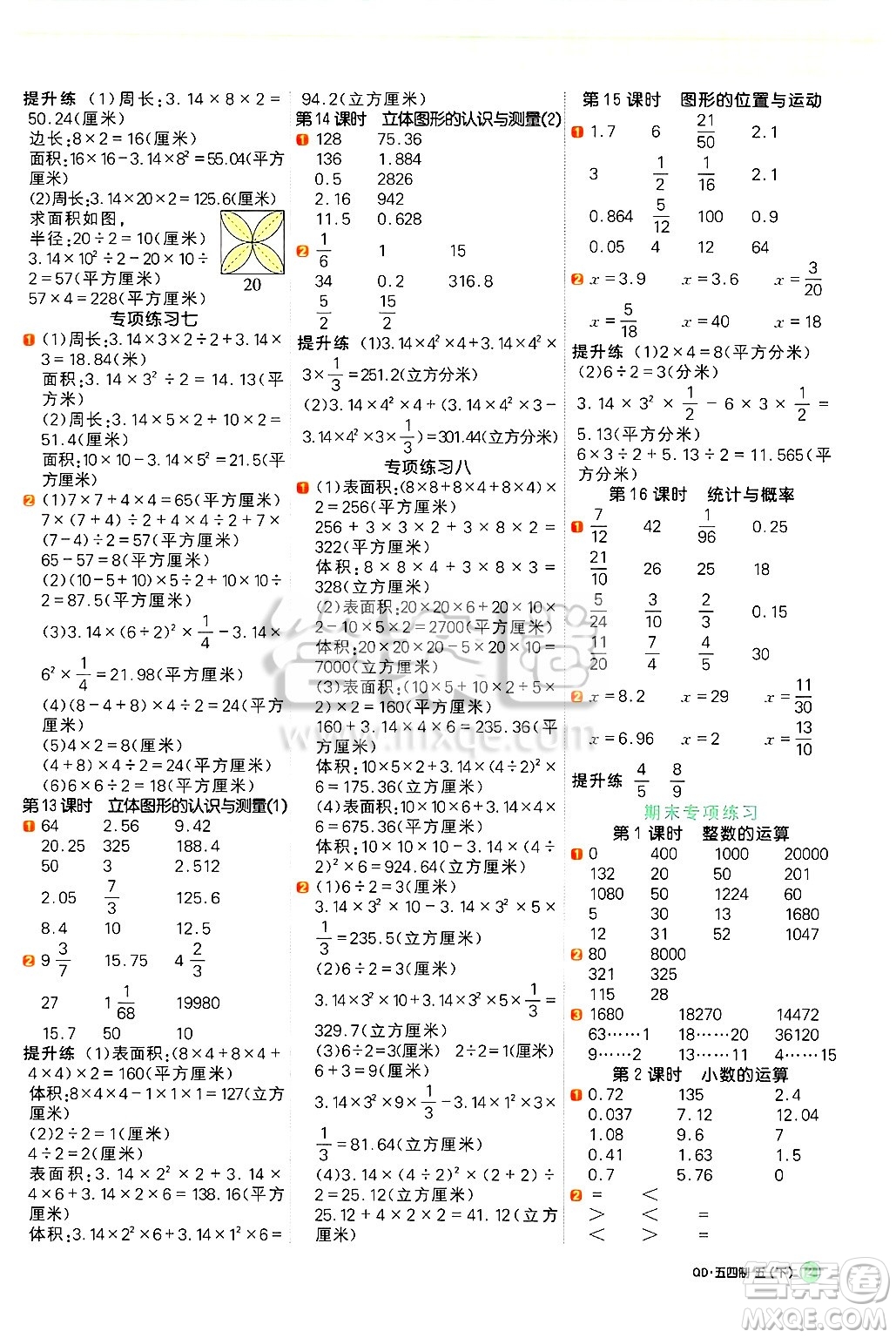 江西教育出版社2025年春陽光同學(xué)計(jì)算小達(dá)人五年級(jí)數(shù)學(xué)下冊(cè)青島版五四制答案