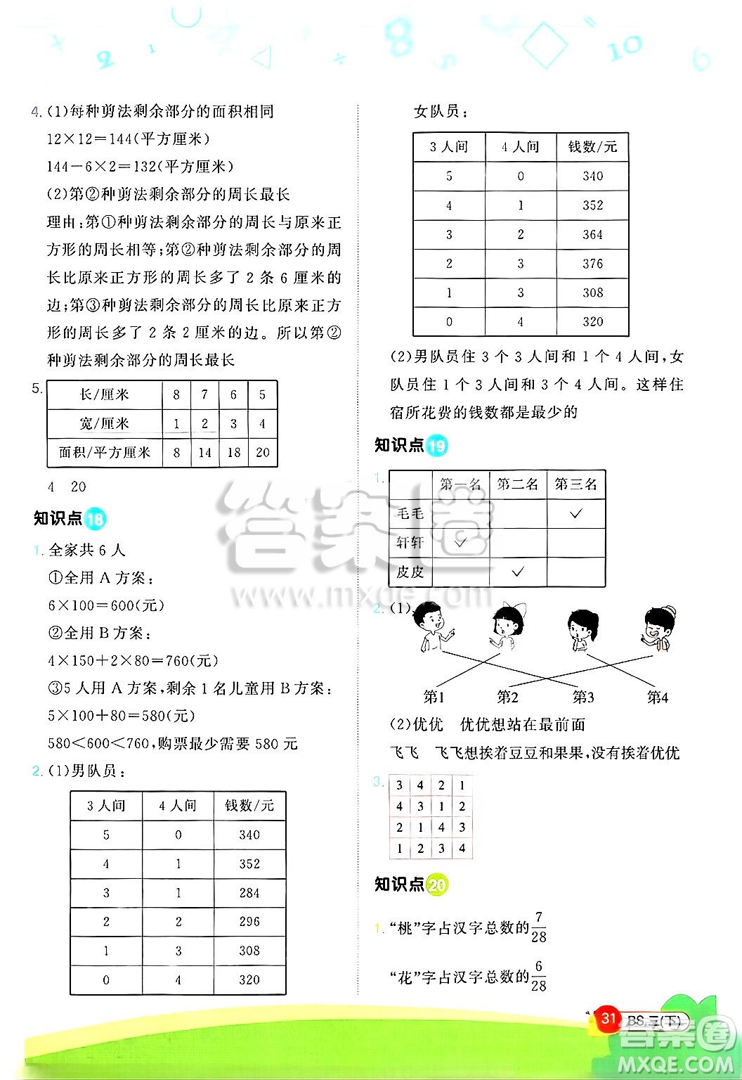 江西教育出版社2025年春陽光同學(xué)計(jì)算小達(dá)人三年級(jí)數(shù)學(xué)下冊(cè)北師大版答案