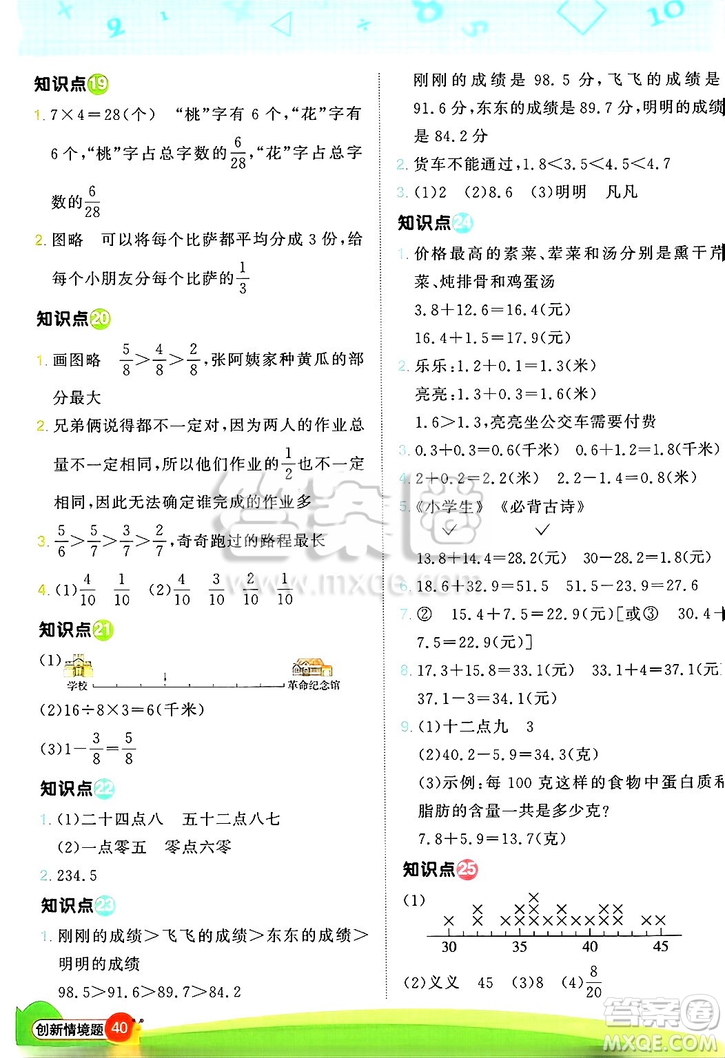 江西教育出版社2025年春陽(yáng)光同學(xué)計(jì)算小達(dá)人三年級(jí)數(shù)學(xué)下冊(cè)蘇教版山西專版答案