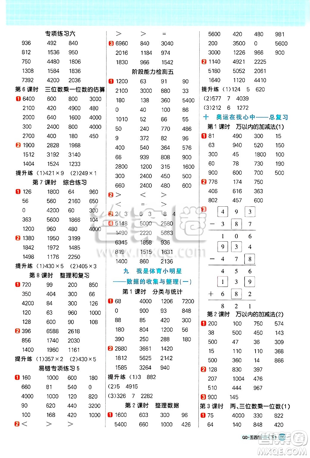 江西教育出版社2025年春陽光同學(xué)計算小達(dá)人二年級數(shù)學(xué)下冊青島版五四制答案