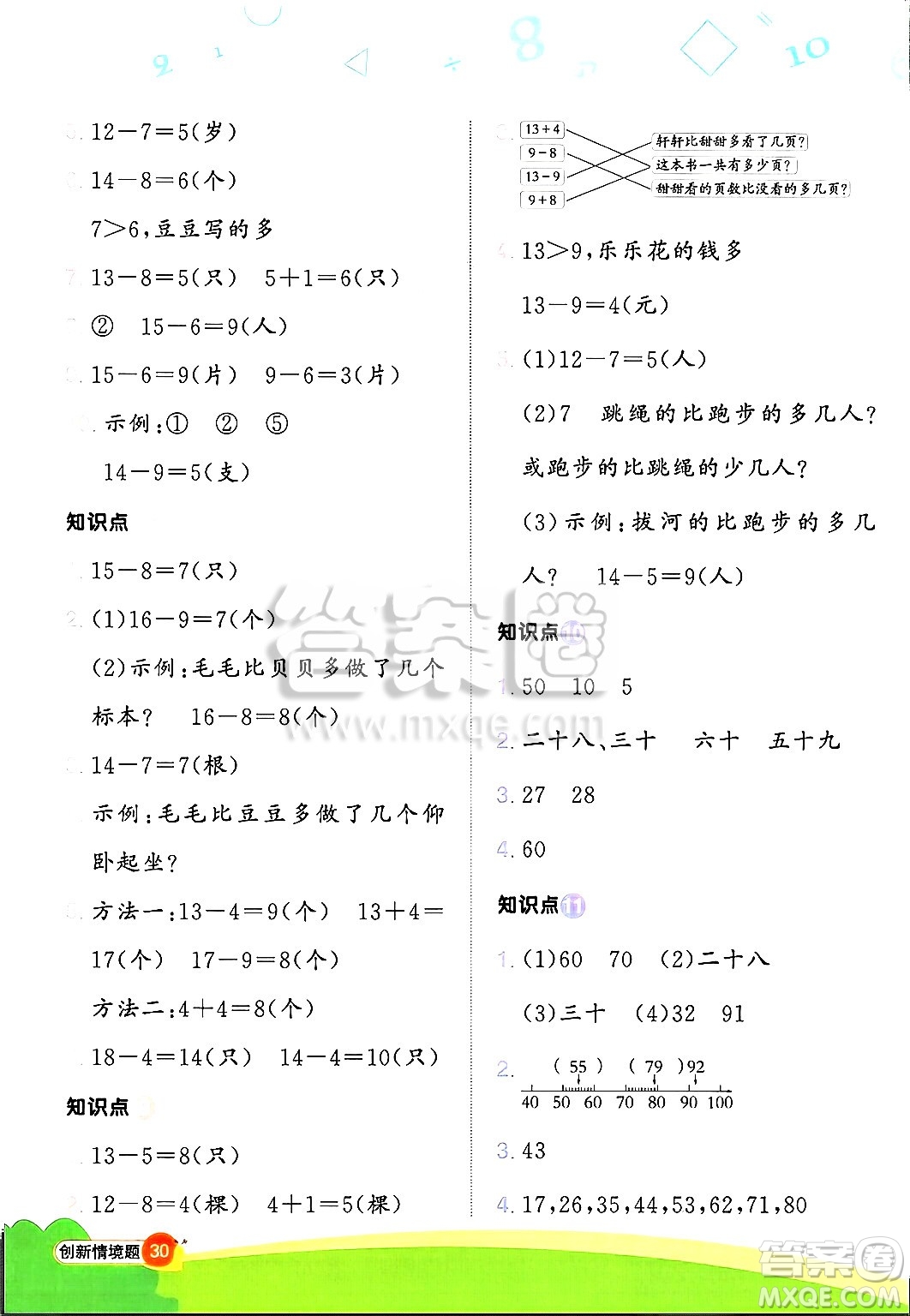 江西教育出版社2025年春陽光同學(xué)計(jì)算小達(dá)人一年級數(shù)學(xué)下冊北師大版四川專版答案