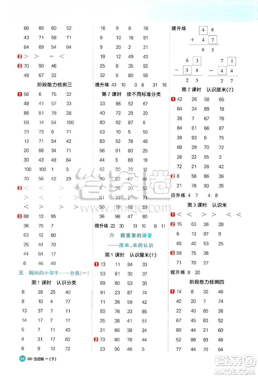 江西教育出版社2025年春陽光同學(xué)計(jì)算小達(dá)人一年級(jí)數(shù)學(xué)下冊(cè)青島版答案