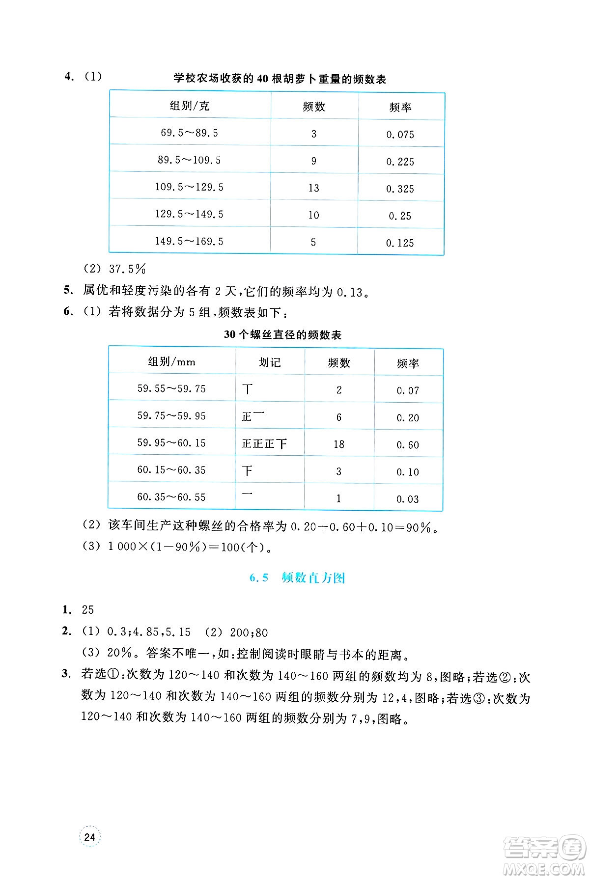 浙江教育出版社2025年春數(shù)學(xué)作業(yè)本七年級數(shù)學(xué)下冊通用版答案