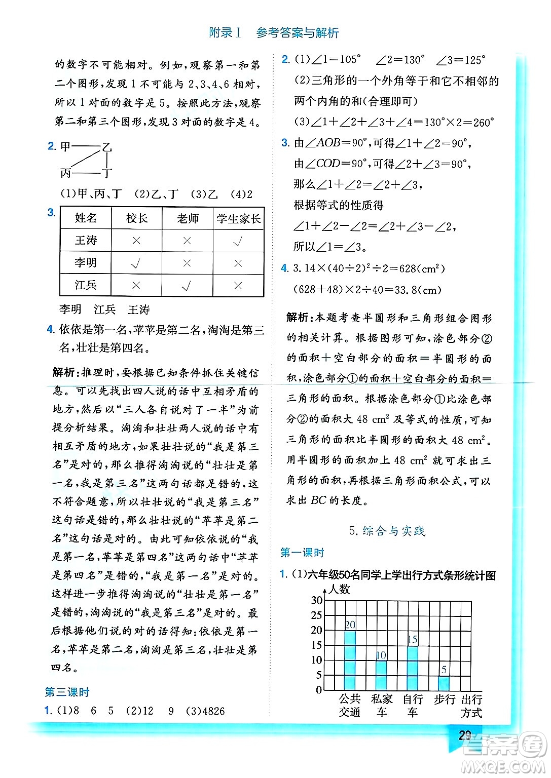 龍門書局2025年春黃岡小狀元作業(yè)本六年級數(shù)學下冊人教版浙江專版答案