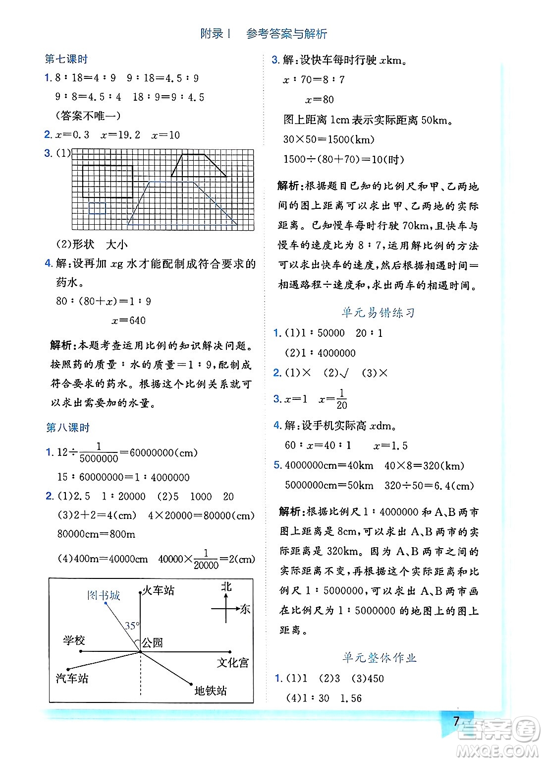 龍門書局2025年春黃岡小狀元作業(yè)本六年級數(shù)學(xué)下冊北師大版廣東專版答案