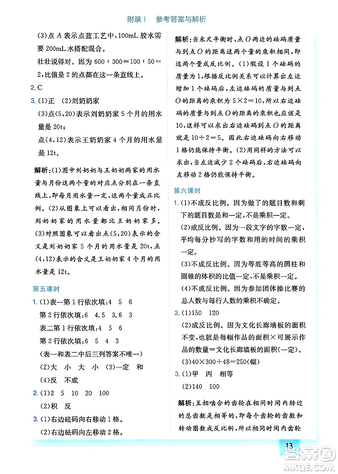龍門書局2025年春黃岡小狀元作業(yè)本六年級數(shù)學(xué)下冊北師大版廣東專版答案