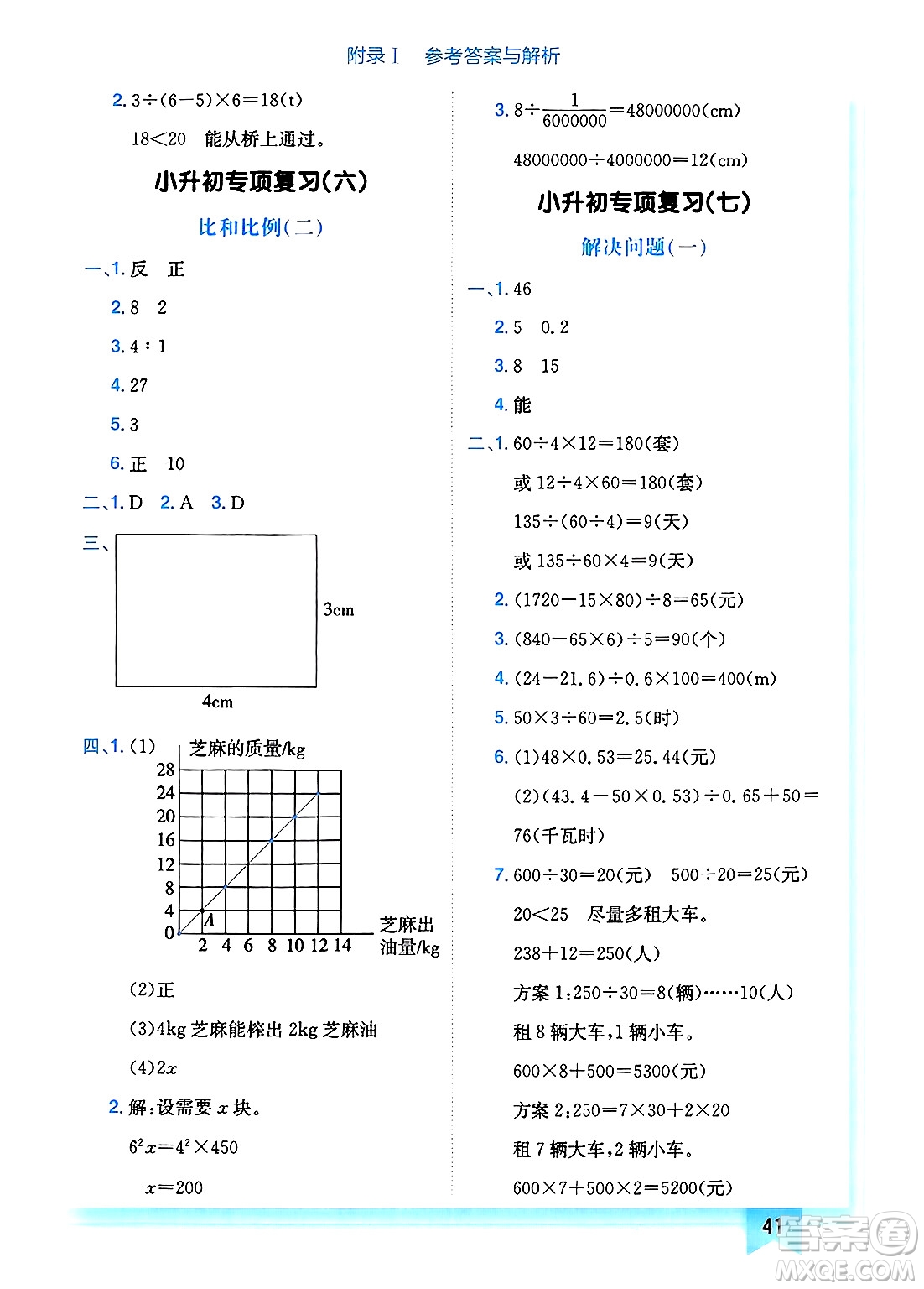 龍門書局2025年春黃岡小狀元作業(yè)本六年級數(shù)學(xué)下冊北師大版廣東專版答案