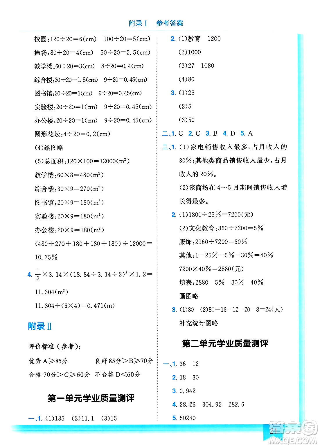 龍門書局2025年春黃岡小狀元作業(yè)本六年級(jí)數(shù)學(xué)下冊(cè)江蘇版答案