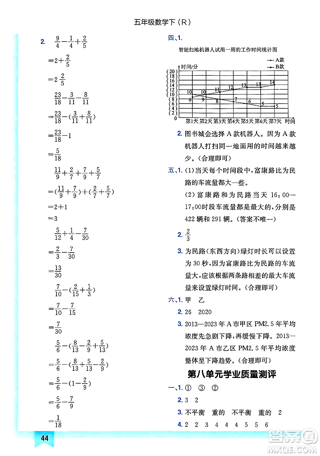 龍門書局2025年春黃岡小狀元作業(yè)本五年級數(shù)學(xué)下冊人教版答案