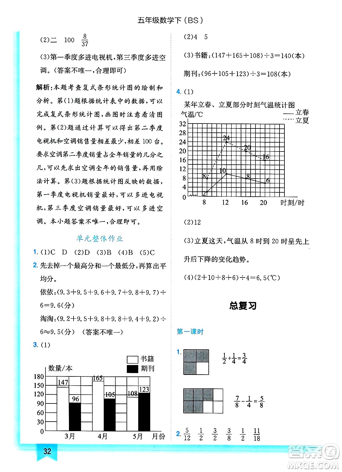 龍門書局2025年春黃岡小狀元作業(yè)本五年級數(shù)學(xué)下冊北師大版答案