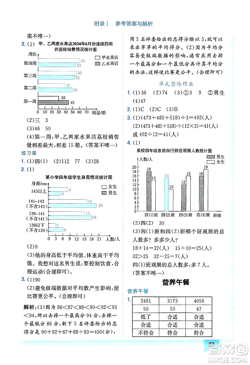 龍門(mén)書(shū)局2025年春黃岡小狀元作業(yè)本四年級(jí)數(shù)學(xué)下冊(cè)人教版廣東專版答案