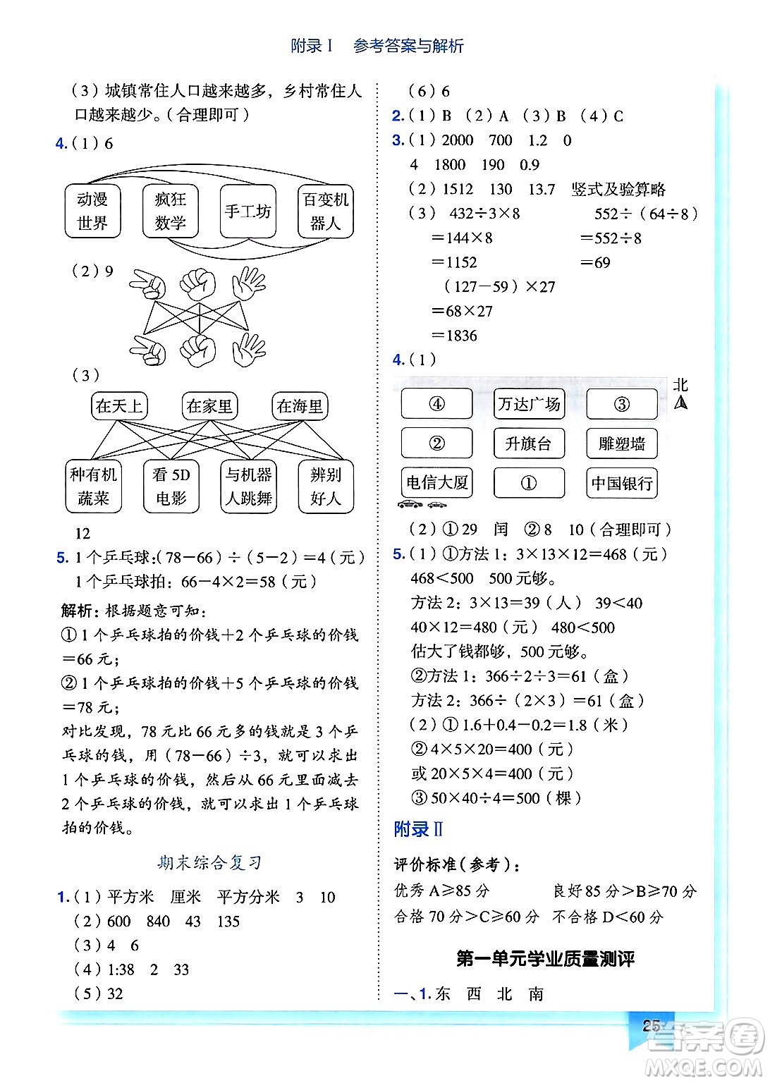 龍門書局2025年春黃岡小狀元作業(yè)本三年級(jí)數(shù)學(xué)下冊人教版廣東專版答案