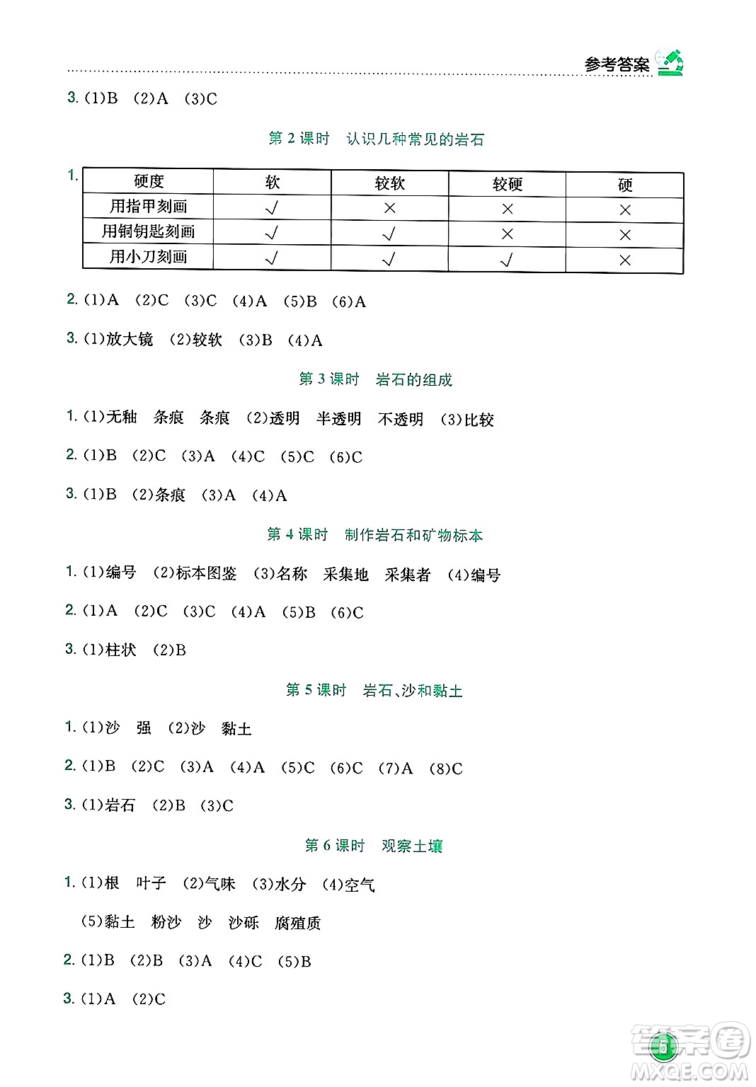 龍門書局2025年春黃岡小狀元作業(yè)本四年級科學(xué)下冊教科版答案