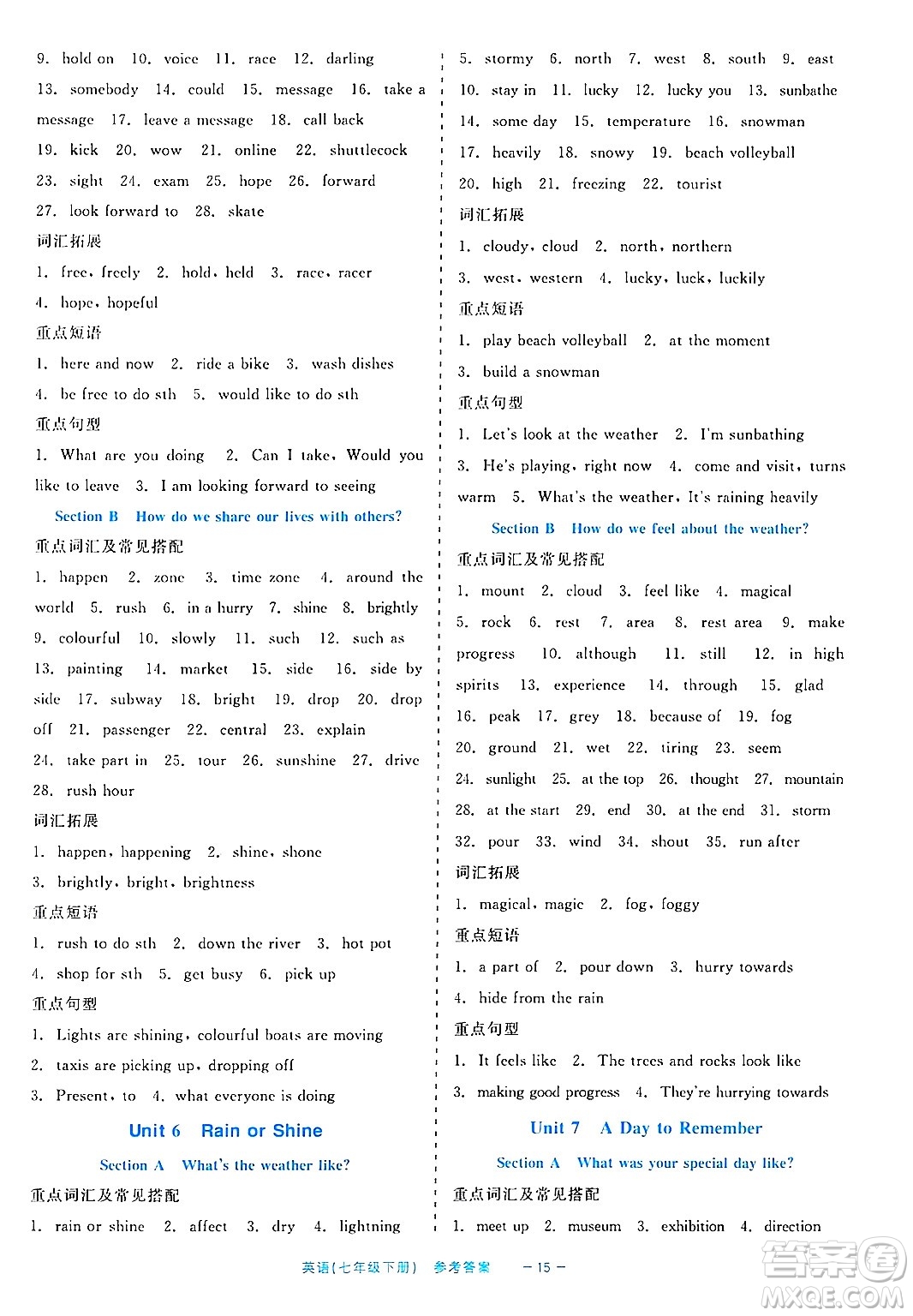 浙江工商大學(xué)出版社2025年春良品書業(yè)精彩練習(xí)就練這一本七年級(jí)英語下冊(cè)通用版答案