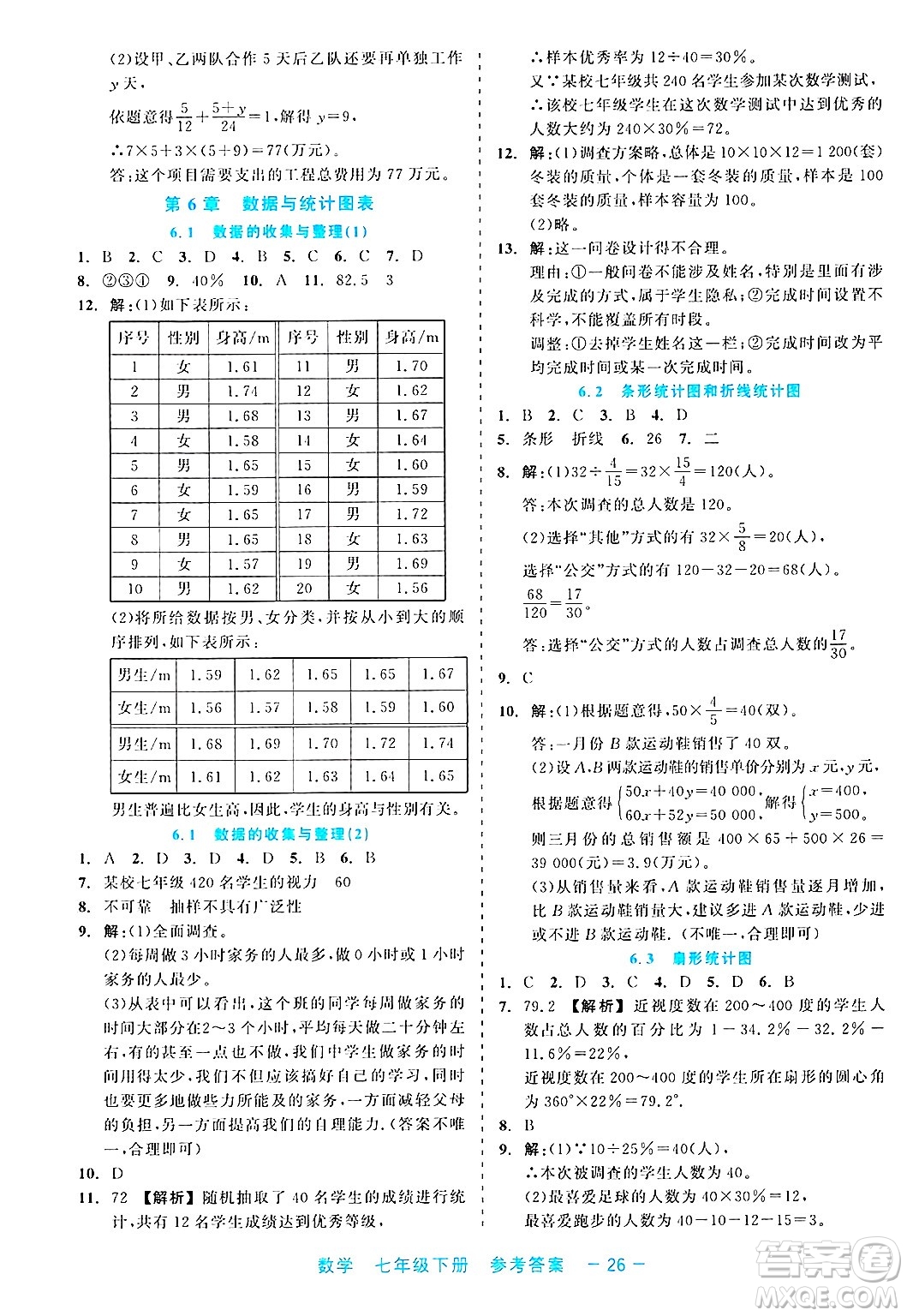 浙江工商大學出版社2025年春良品書業(yè)精彩練習就練這一本七年級數(shù)學下冊通用版答案