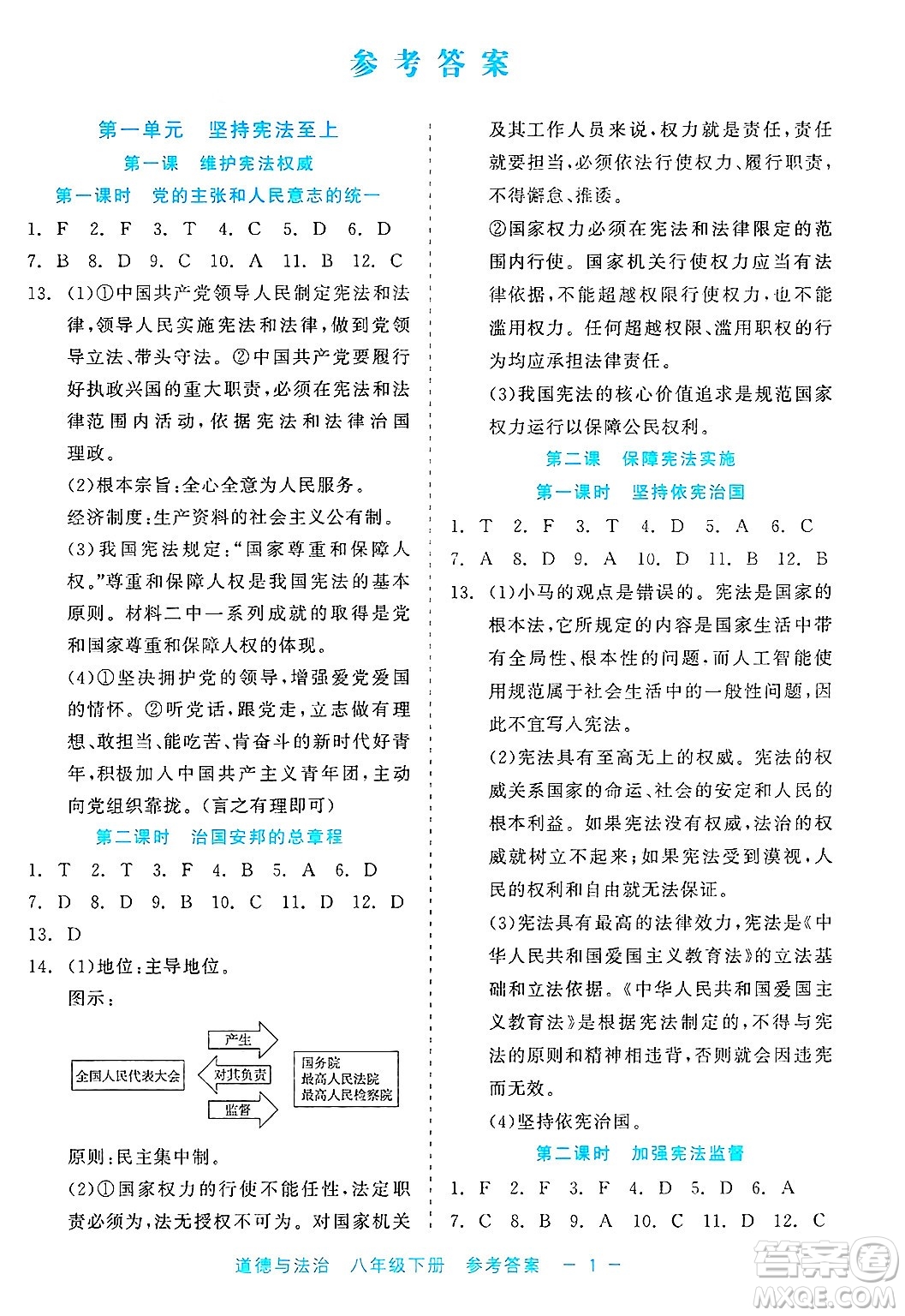 浙江工商大學(xué)出版社2025年春良品書業(yè)精彩練習(xí)就練這一本八年級(jí)道德與法治下冊(cè)通用版答案