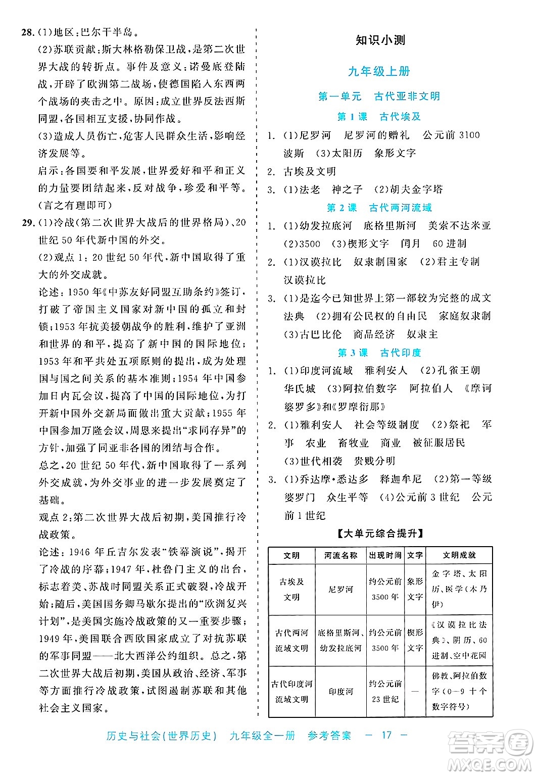浙江工商大學出版社2025年春良品書業(yè)精彩練習就練這一本九年級歷史下冊通用版答案