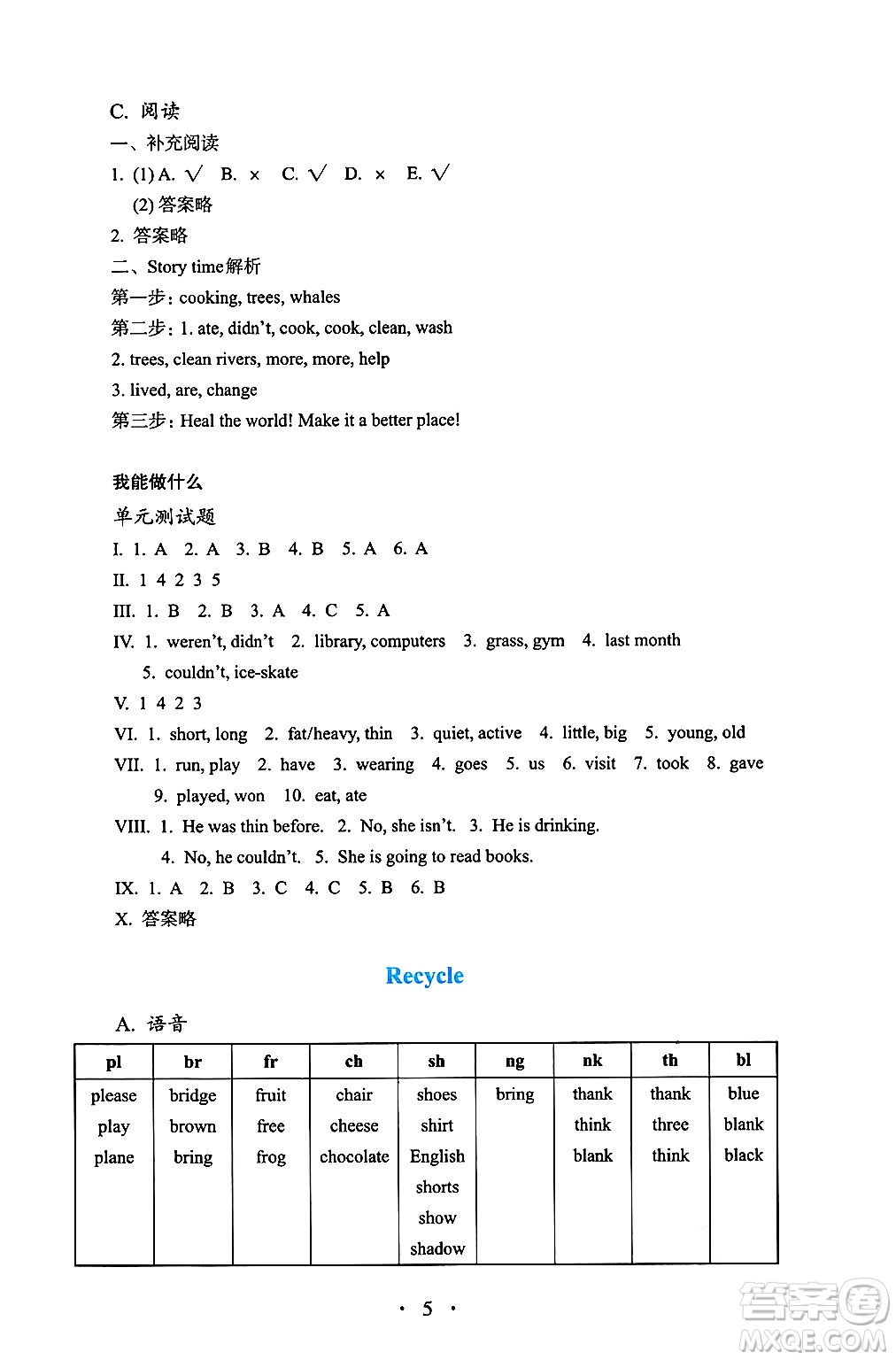 人民教育出版社2025年春人教金學(xué)典同步練習(xí)冊同步解析與測評六年級英語下冊人教PEP版三起點(diǎn)答案