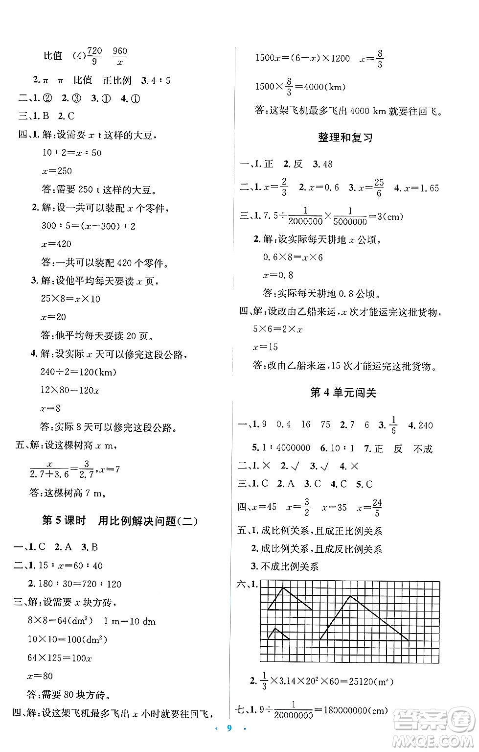 人民教育出版社2025年春人教金學(xué)典同步解析與測評學(xué)練考六年級數(shù)學(xué)下冊人教版答案