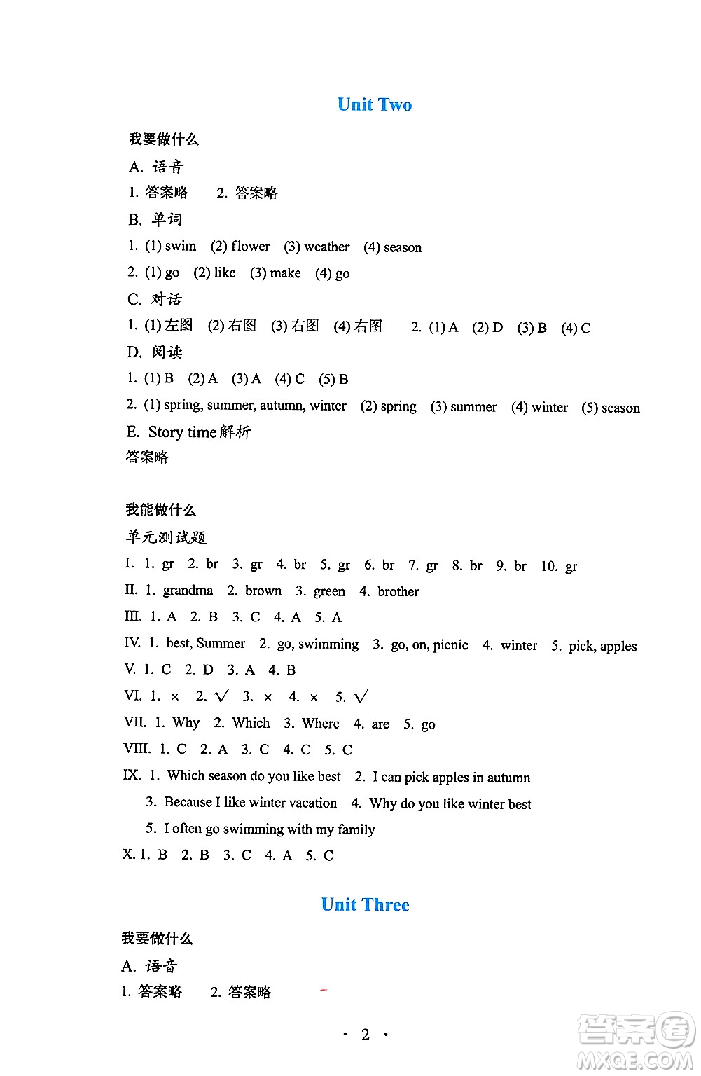 人民教育出版社2025年春人教金學(xué)典同步練習(xí)冊(cè)同步解析與測(cè)評(píng)五年級(jí)英語下冊(cè)人教PEP版三起點(diǎn)答案