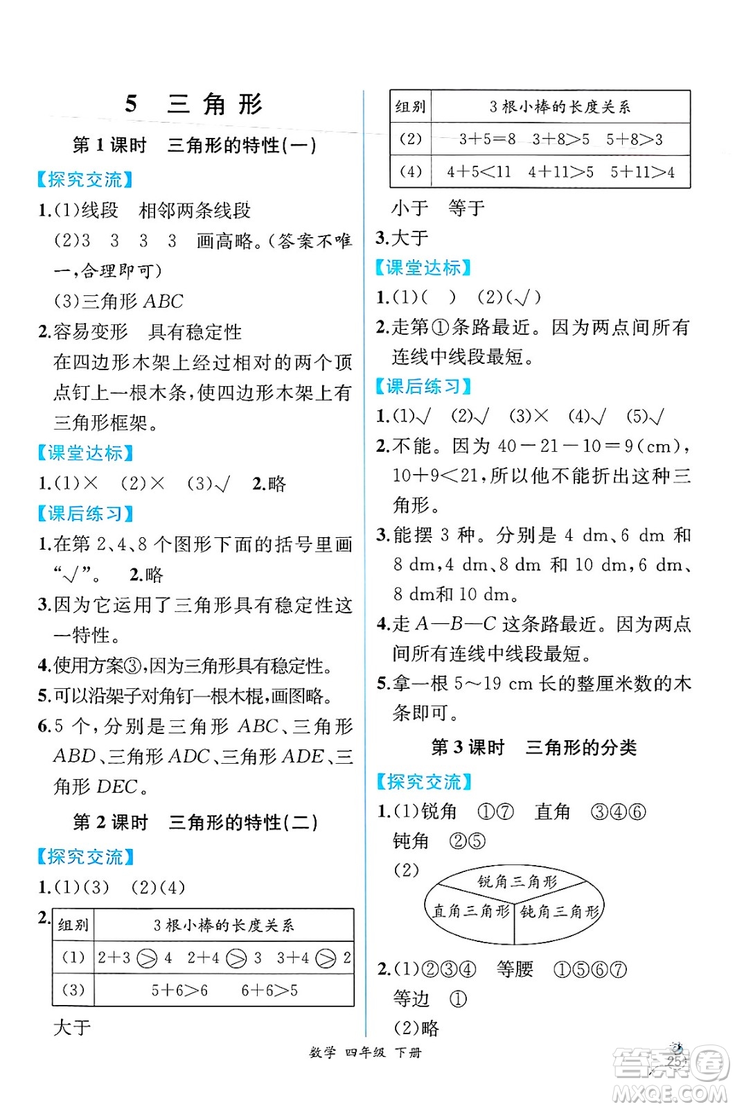 人民教育出版社2025年春人教金學(xué)典同步練習(xí)冊(cè)同步解析與測(cè)評(píng)四年級(jí)數(shù)學(xué)下冊(cè)人教版云南專版答案