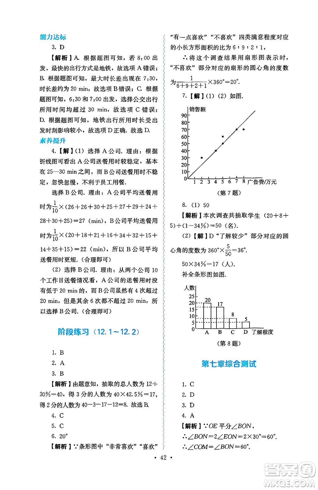 人民教育出版社2025年春人教金學(xué)典同步練習(xí)冊同步解析與測評七年級數(shù)學(xué)下冊人教版答案