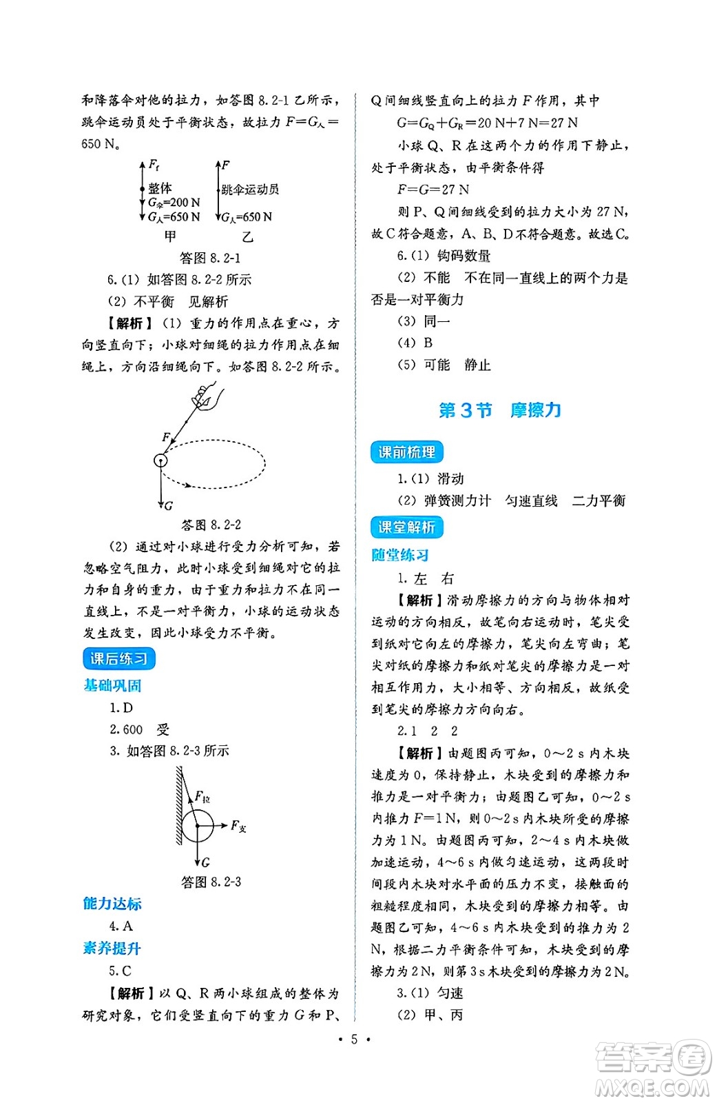 人民教育出版社2025年春人教金學(xué)典同步練習(xí)冊(cè)同步解析與測(cè)評(píng)八年級(jí)物理下冊(cè)人教版答案