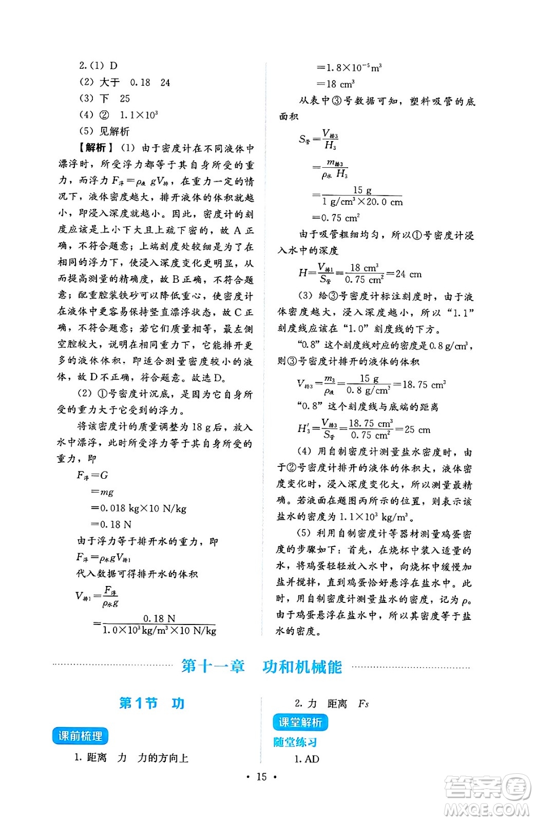 人民教育出版社2025年春人教金學(xué)典同步練習(xí)冊(cè)同步解析與測(cè)評(píng)八年級(jí)物理下冊(cè)人教版答案