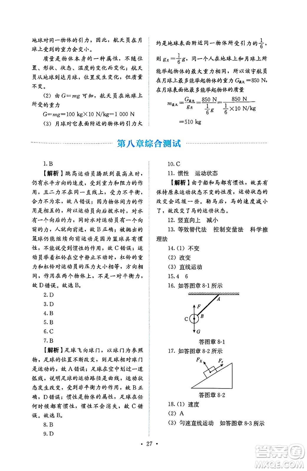 人民教育出版社2025年春人教金學(xué)典同步練習(xí)冊(cè)同步解析與測(cè)評(píng)八年級(jí)物理下冊(cè)人教版答案