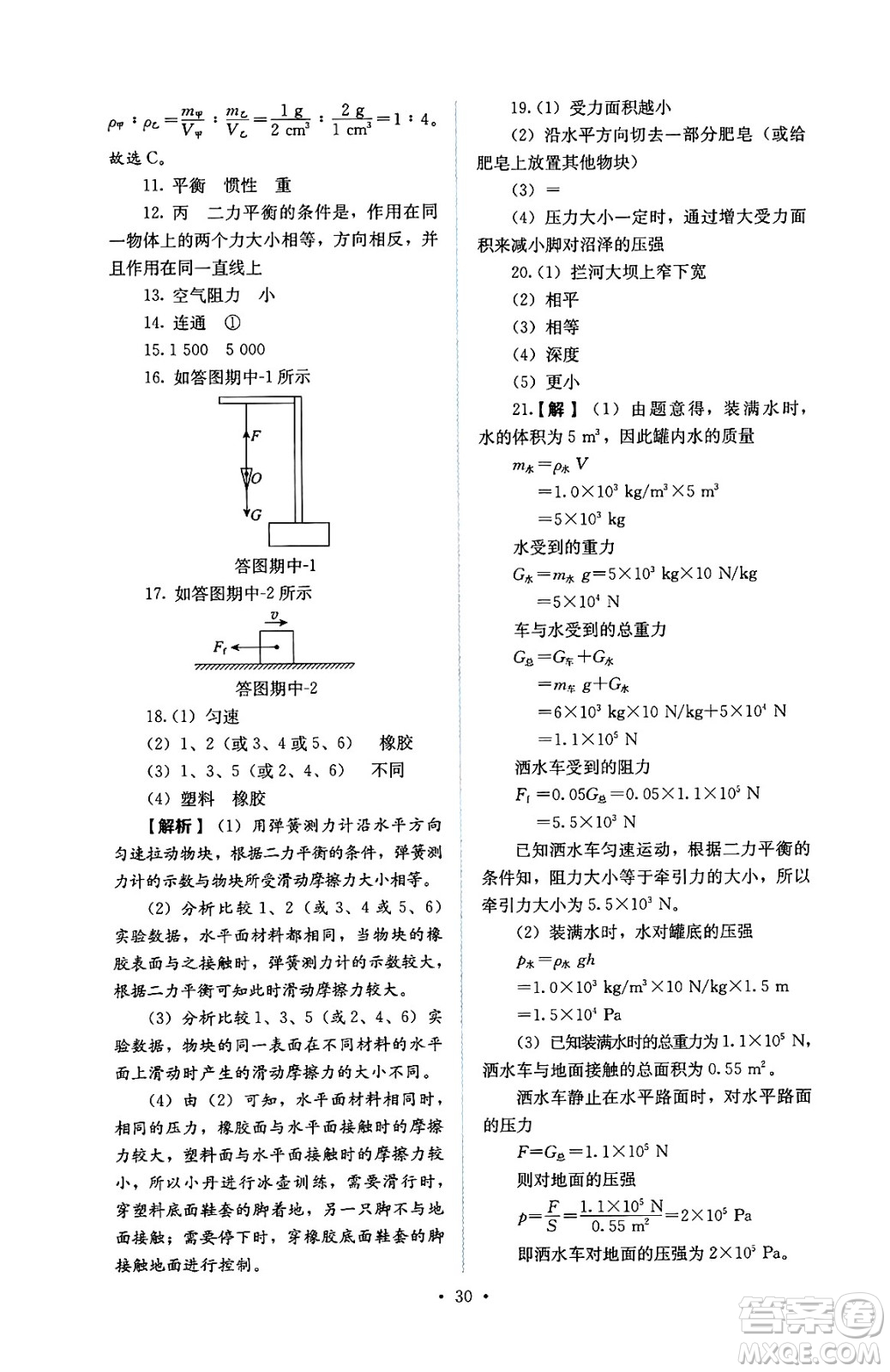 人民教育出版社2025年春人教金學(xué)典同步練習(xí)冊(cè)同步解析與測(cè)評(píng)八年級(jí)物理下冊(cè)人教版答案