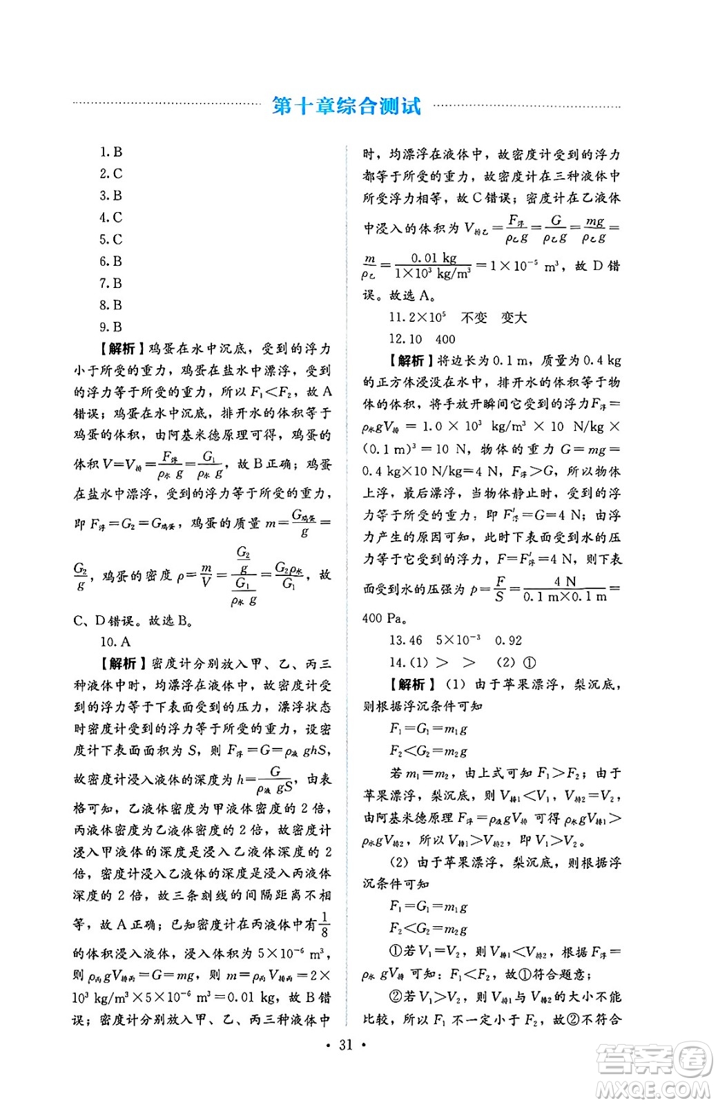 人民教育出版社2025年春人教金學(xué)典同步練習(xí)冊(cè)同步解析與測(cè)評(píng)八年級(jí)物理下冊(cè)人教版答案