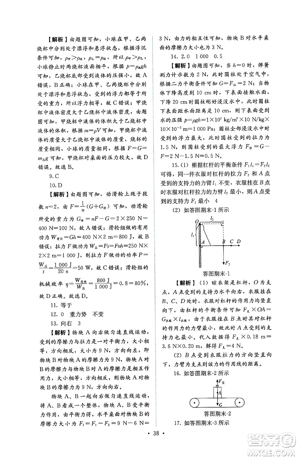 人民教育出版社2025年春人教金學(xué)典同步練習(xí)冊(cè)同步解析與測(cè)評(píng)八年級(jí)物理下冊(cè)人教版答案