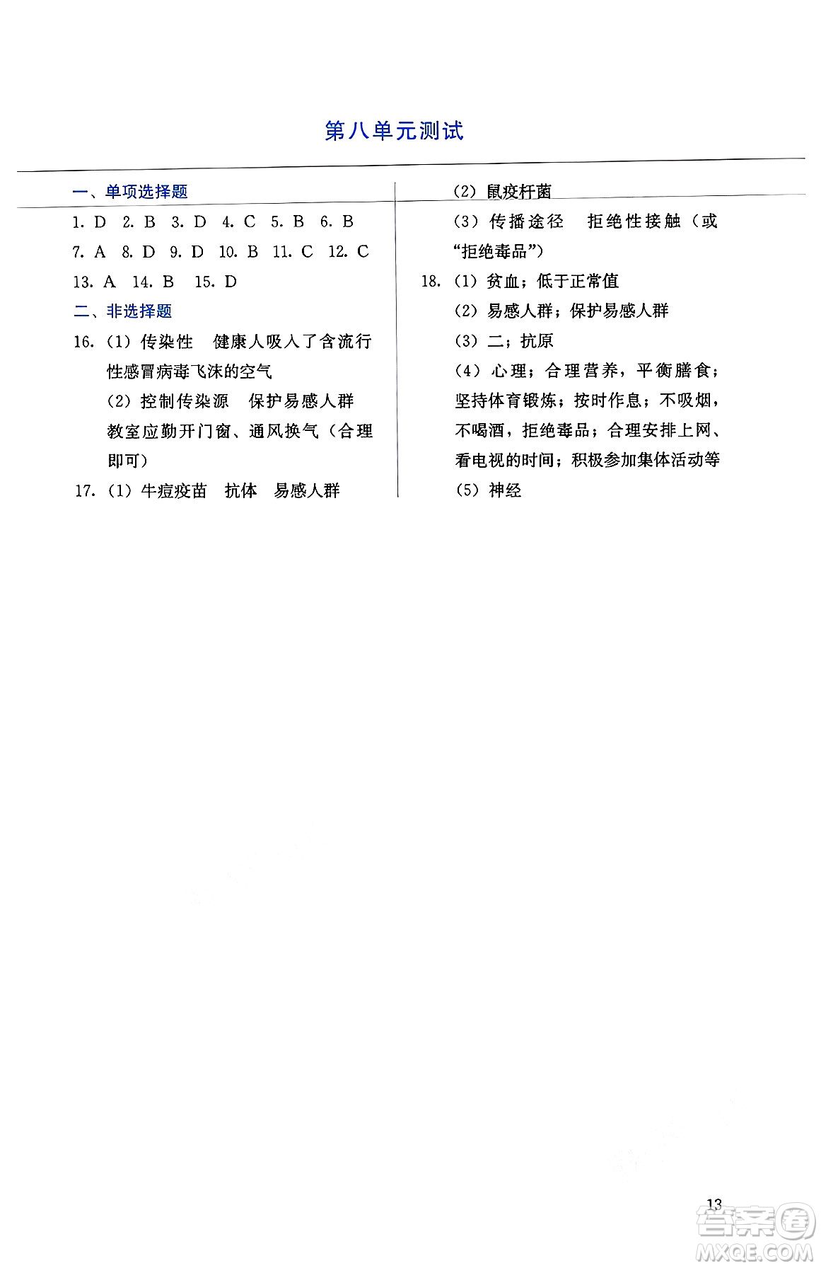 人民教育出版社2025年春人教金學(xué)典同步練習(xí)冊(cè)同步解析與測(cè)評(píng)八年級(jí)生物下冊(cè)人教版山西專版答案