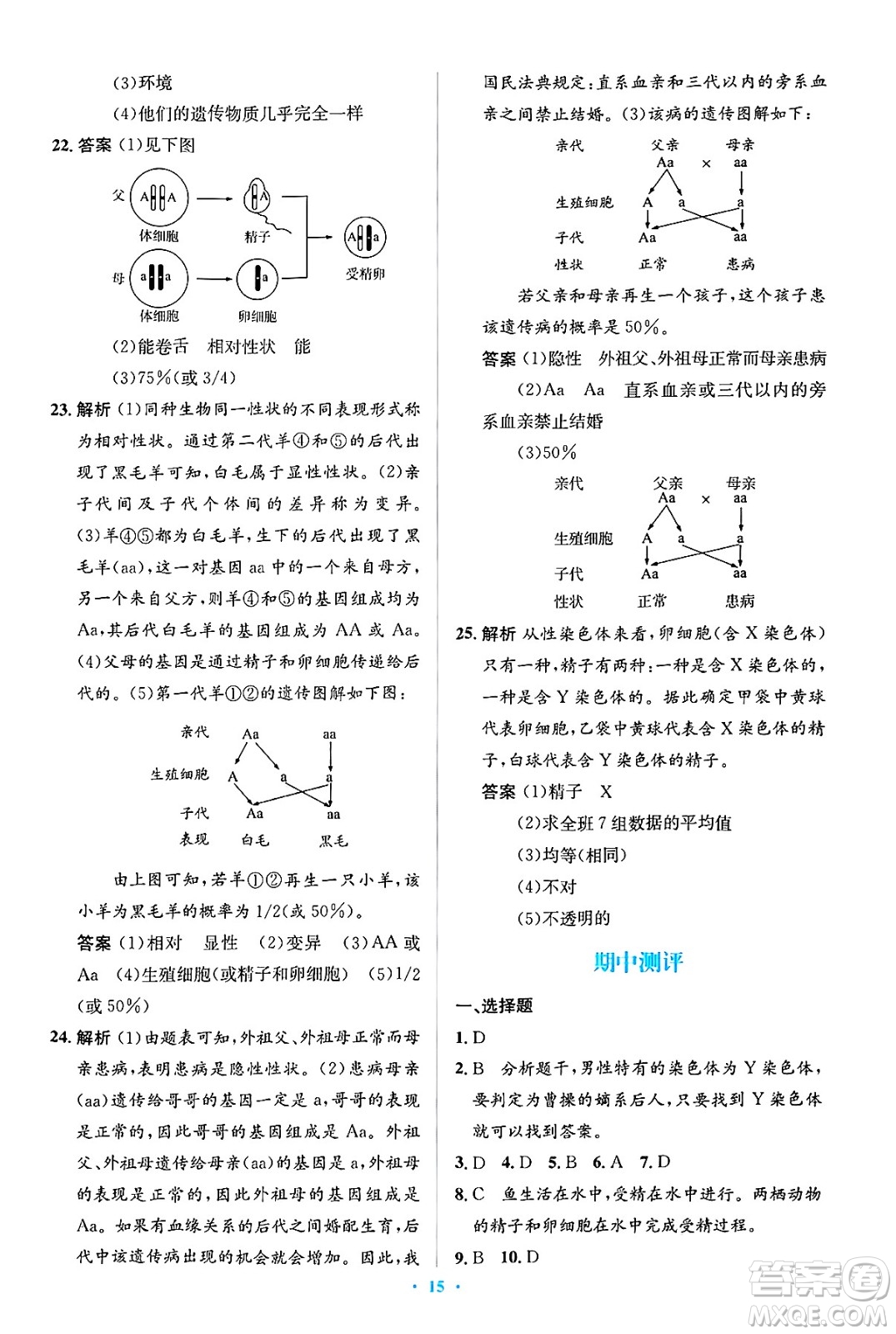 人民教育出版社2025年春人教金學(xué)典同步解析與測評學(xué)練考八年級生物下冊人教版吉林專版答案