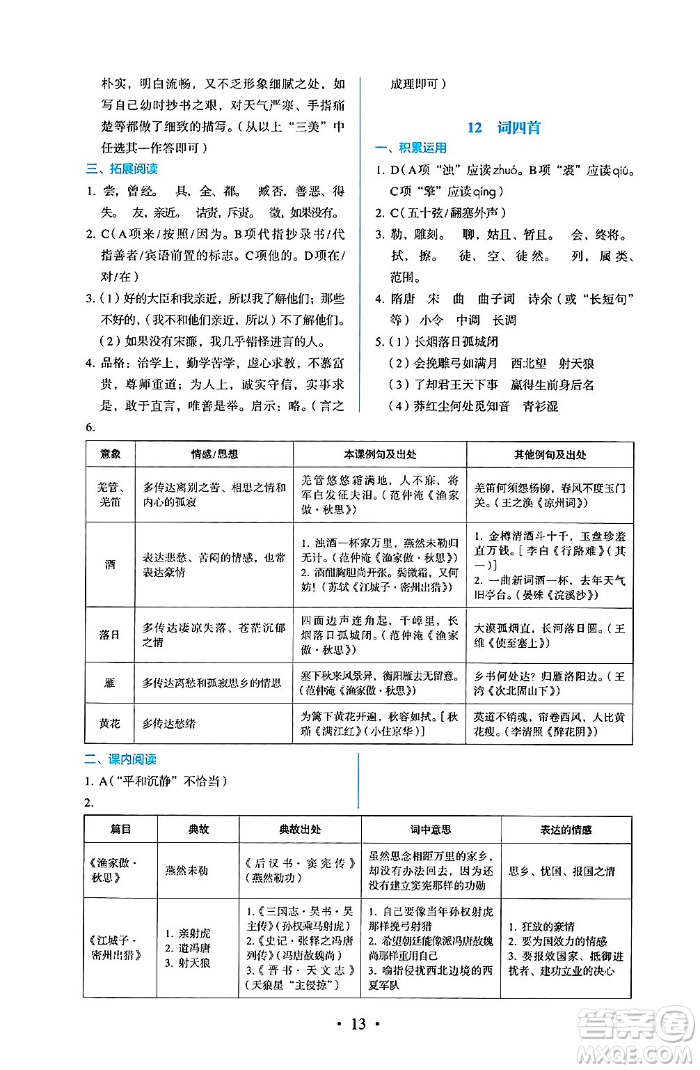 人民教育出版社2025年春人教金學(xué)典同步練習(xí)冊(cè)同步解析與測(cè)評(píng)九年級(jí)語(yǔ)文下冊(cè)人教版答案