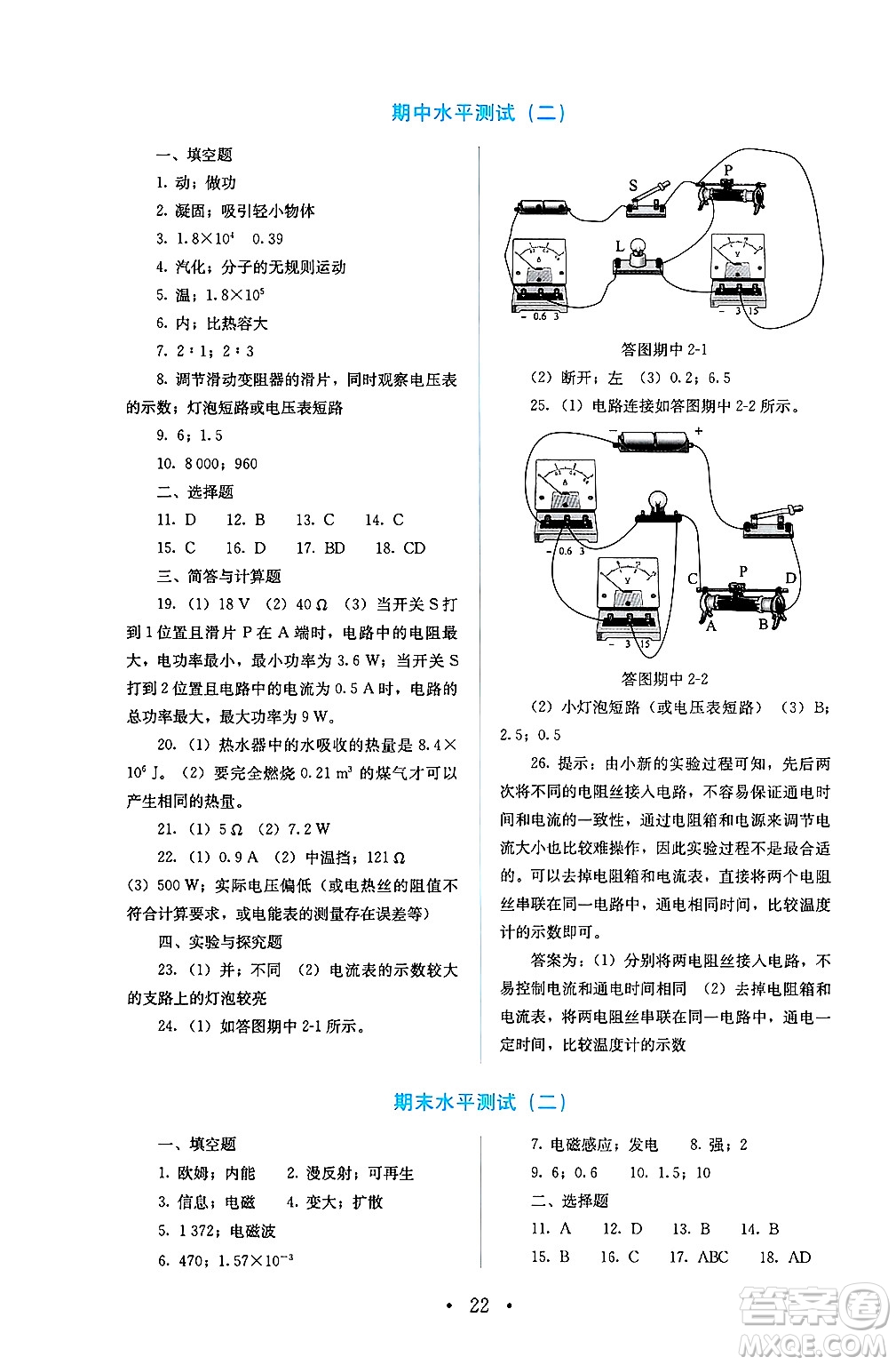 人民教育出版社2025年春人教金學(xué)典同步練習(xí)冊(cè)同步解析與測(cè)評(píng)九年級(jí)物理下冊(cè)人教版答案