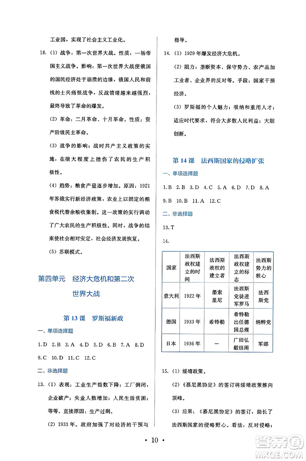 人民教育出版社2025年春人教金學(xué)典同步練習(xí)冊(cè)同步解析與測(cè)評(píng)九年級(jí)歷史下冊(cè)人教版答案